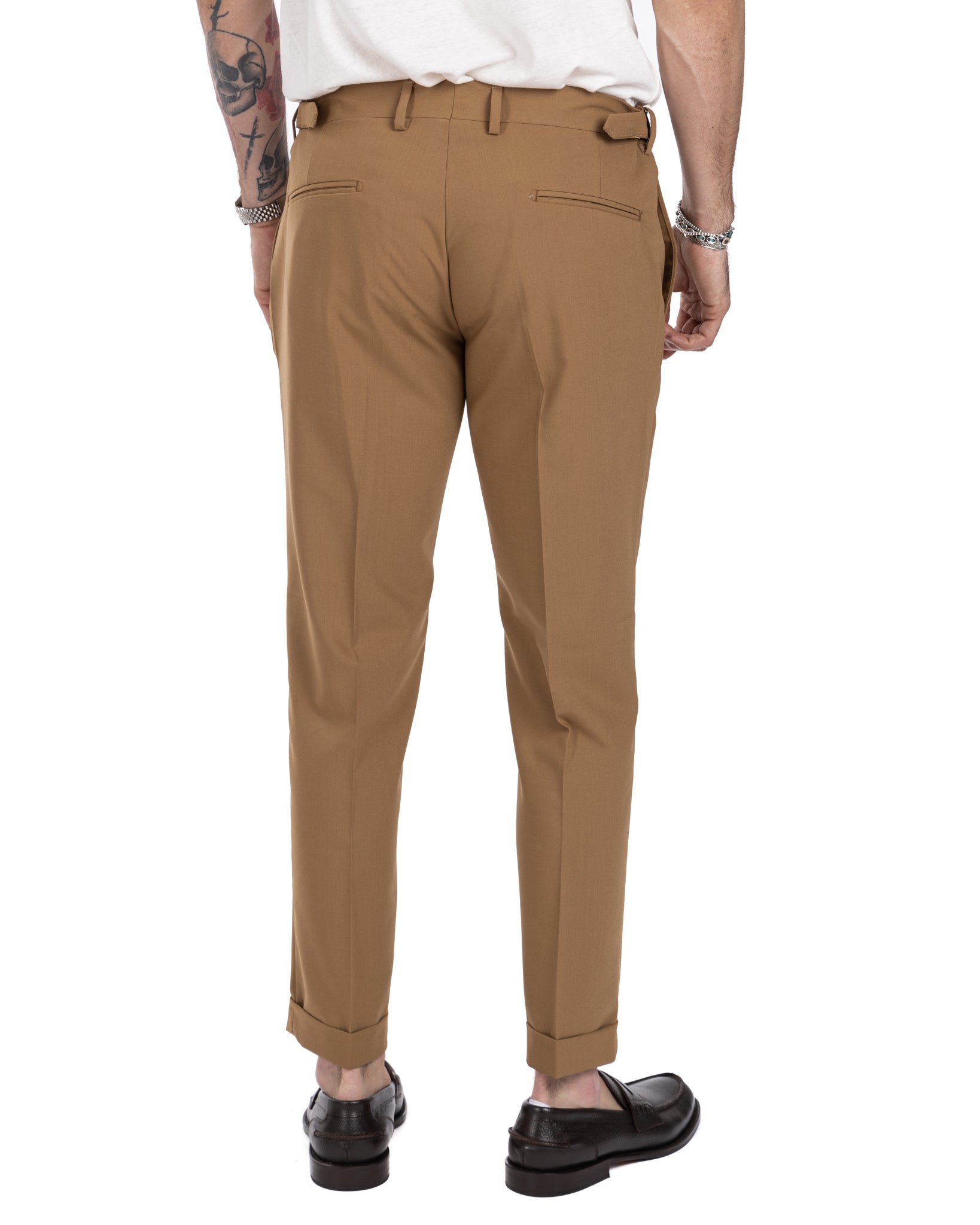 Trani - pantalon beige à boucles