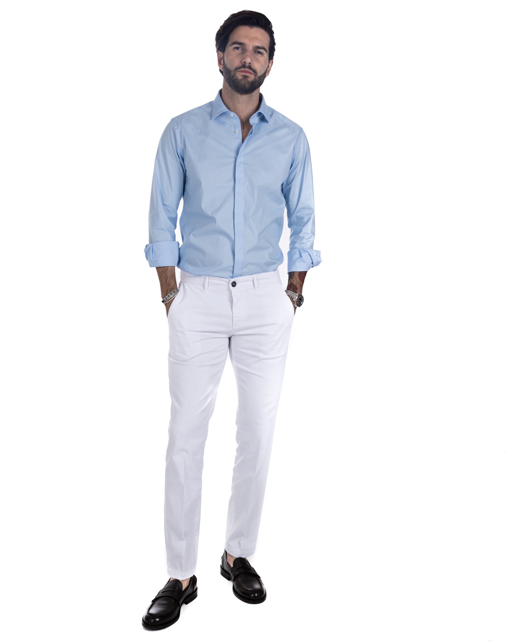 Camicia - basic classica azzurra in cotone