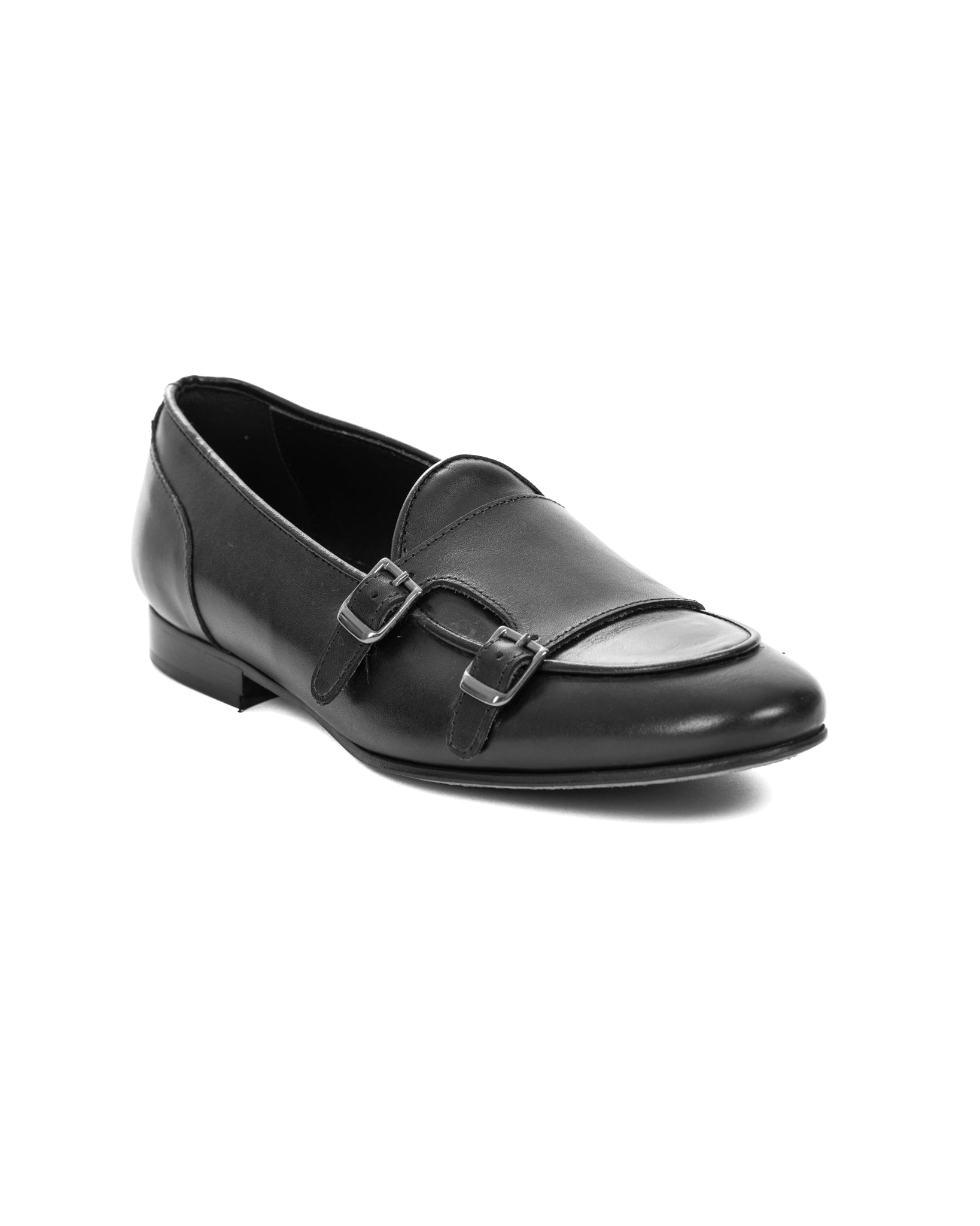 Gianni - black moccasin with double buckle