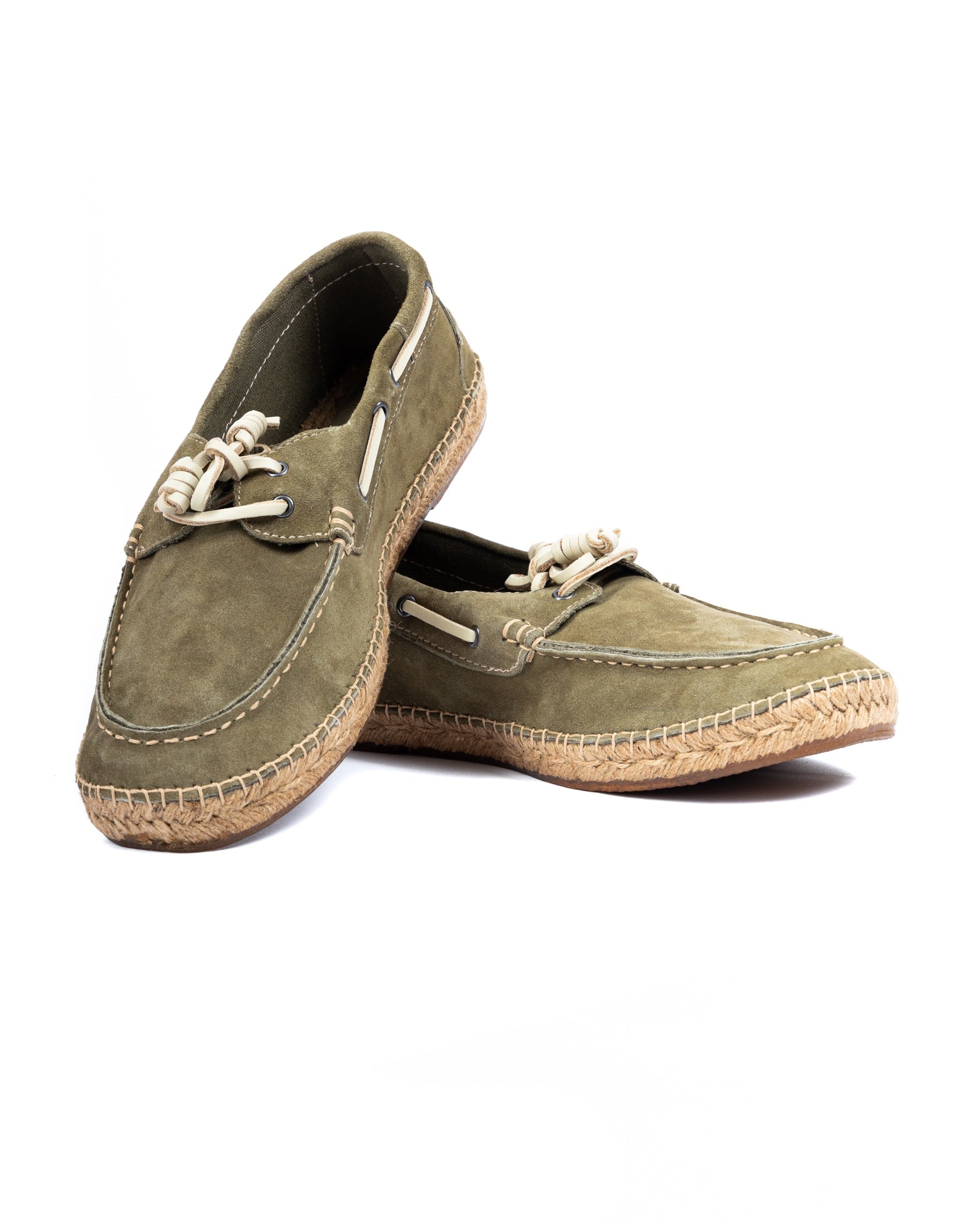 Pompéi - bateau en daim vert avec semelle en corde