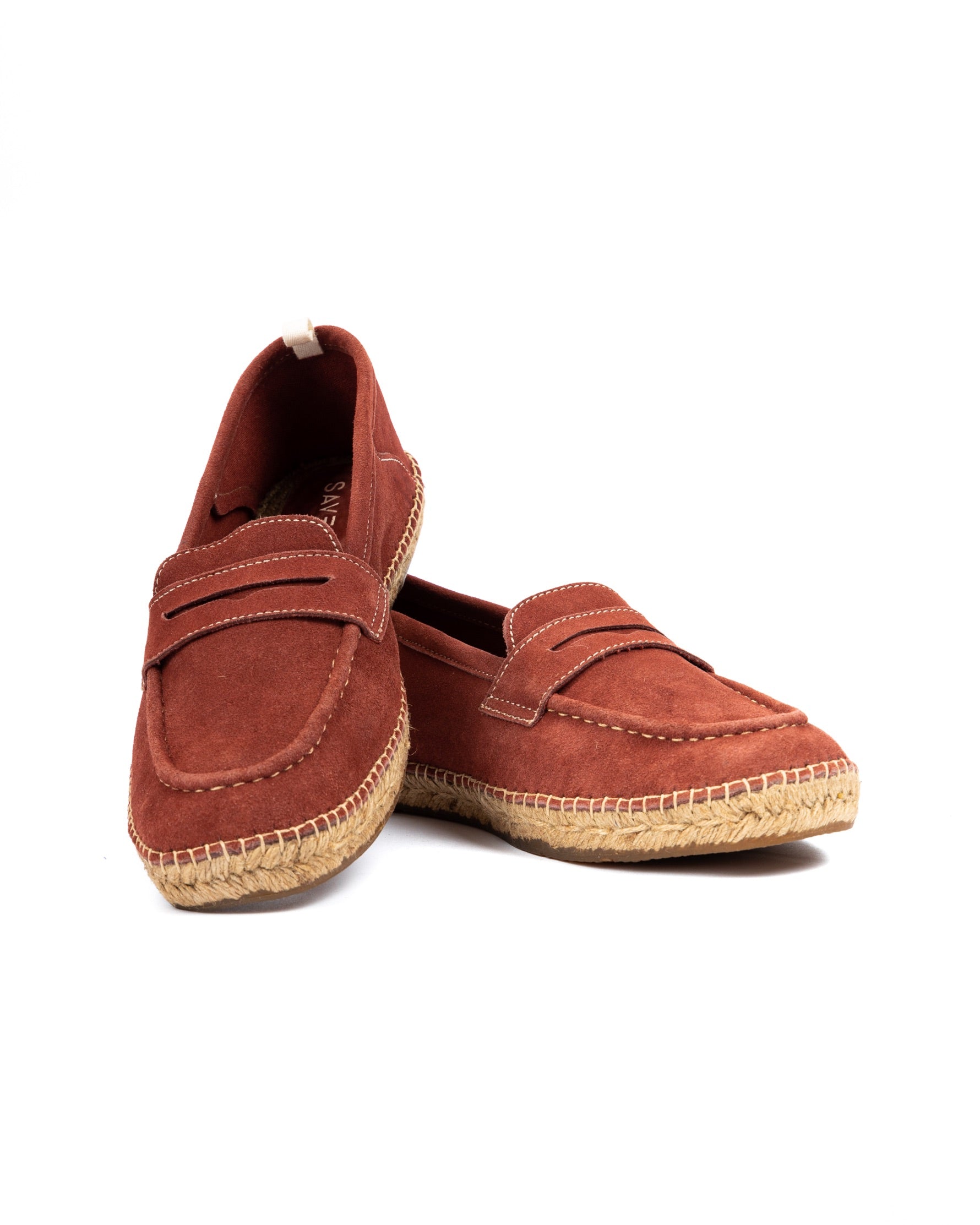 Roma - burgundy suede moccasin with rope sole