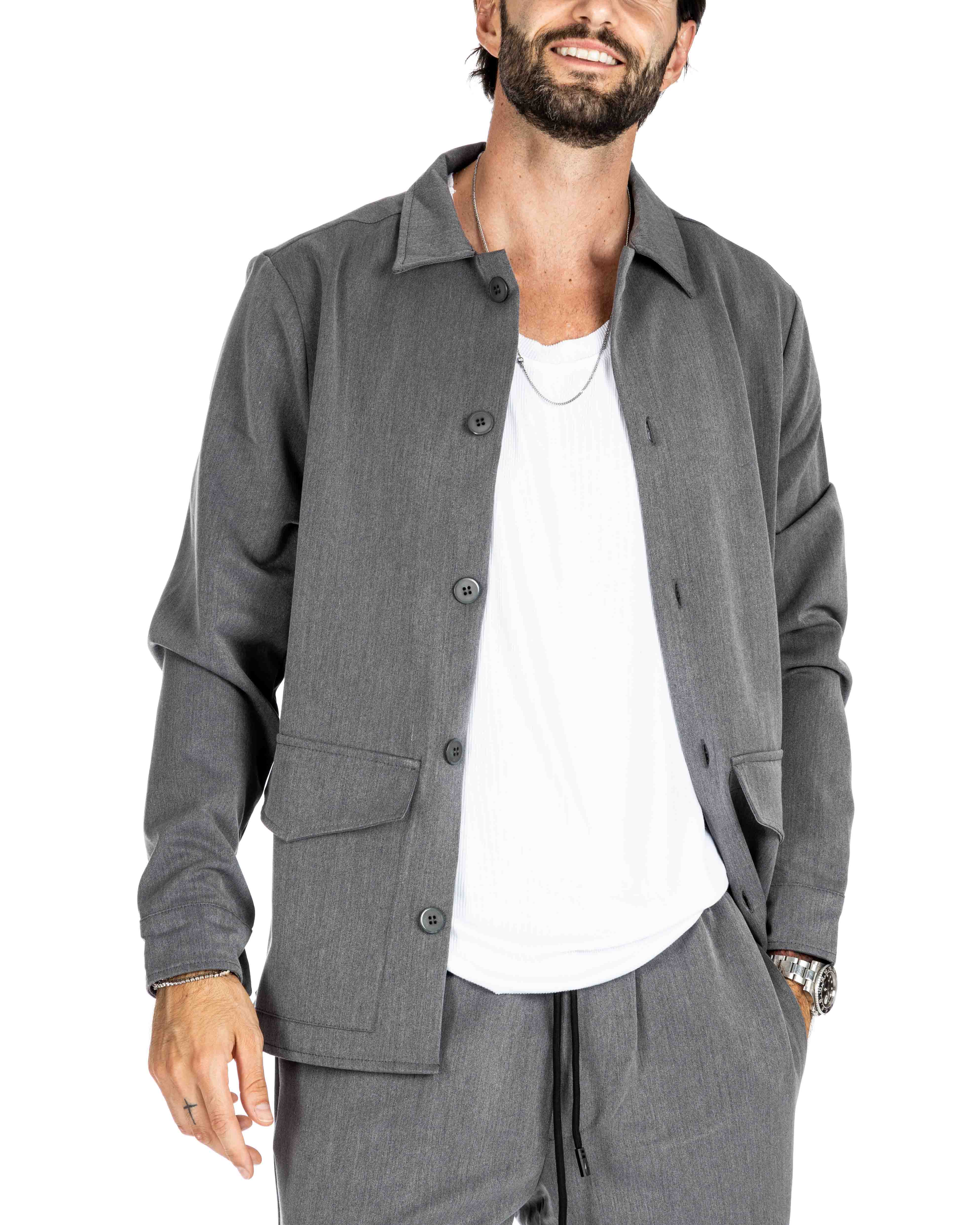 WILLIAM - CHEMISE GRISE A GRANDES POCHES