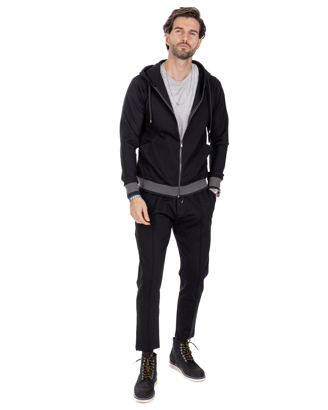 Explorer - black milan stitch tracksuit sweatshirt