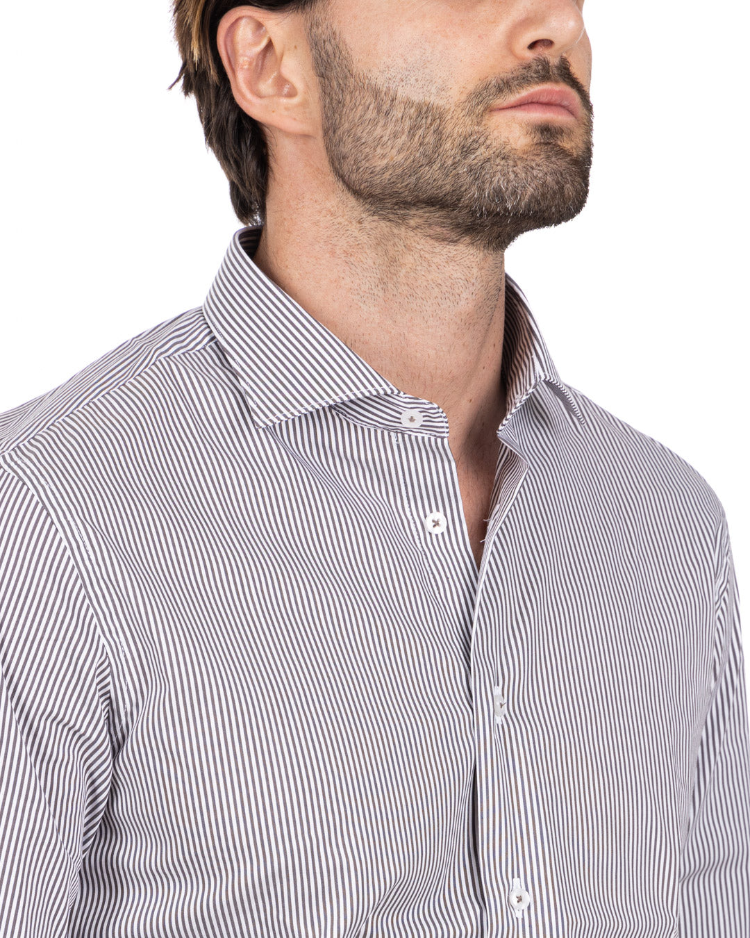 Chemise - basique noir classique à fines rayures en coton