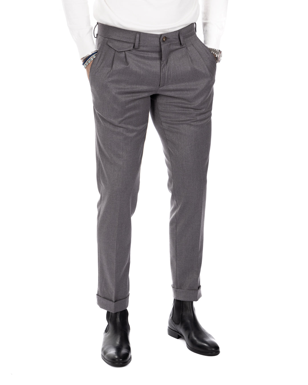 Leo - gray high waisted trousers