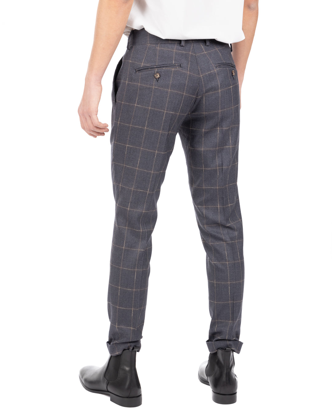 Italiano - pantalón gris de talle alto a cuadros