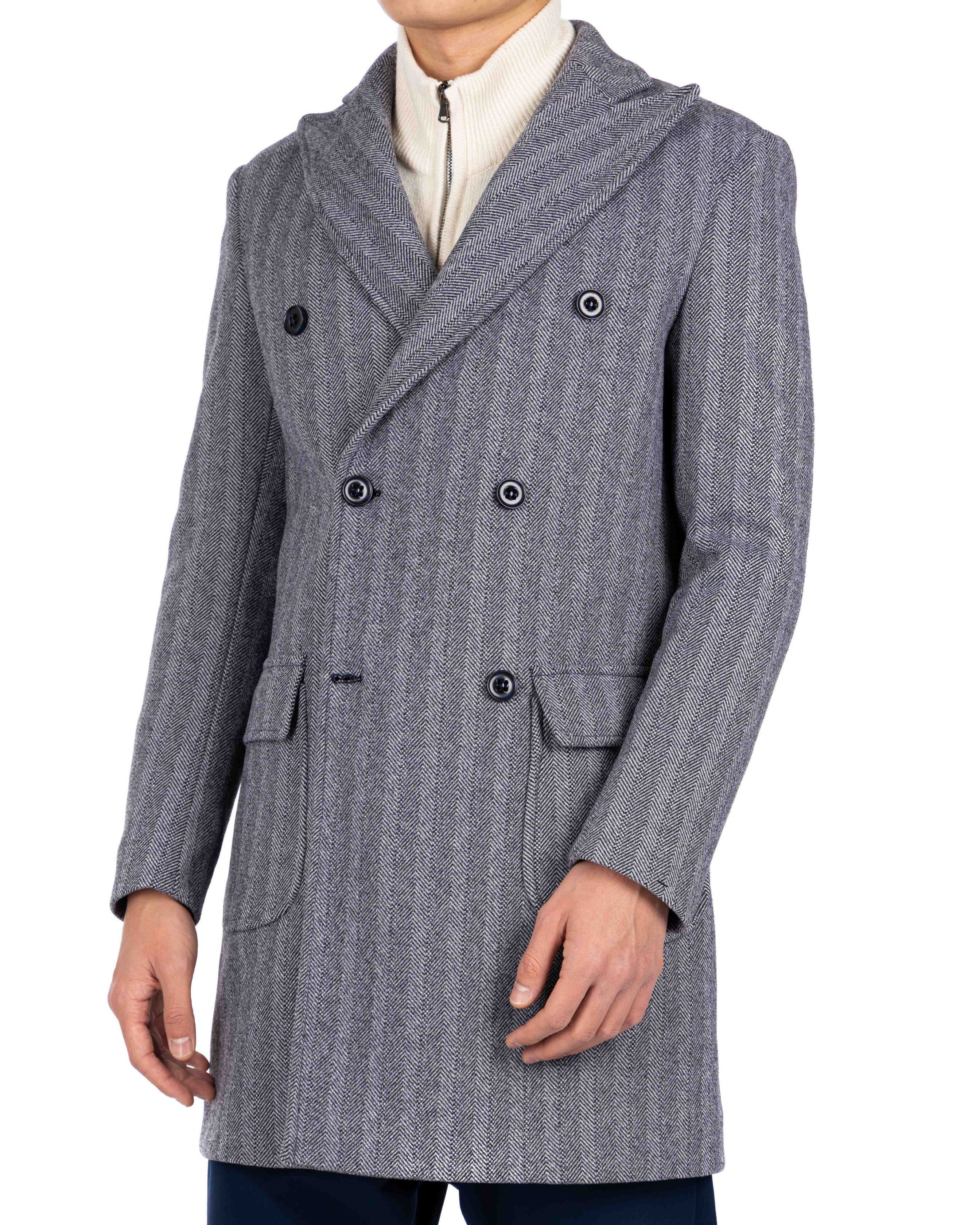 Charles - manteau bleu croisé à chevrons