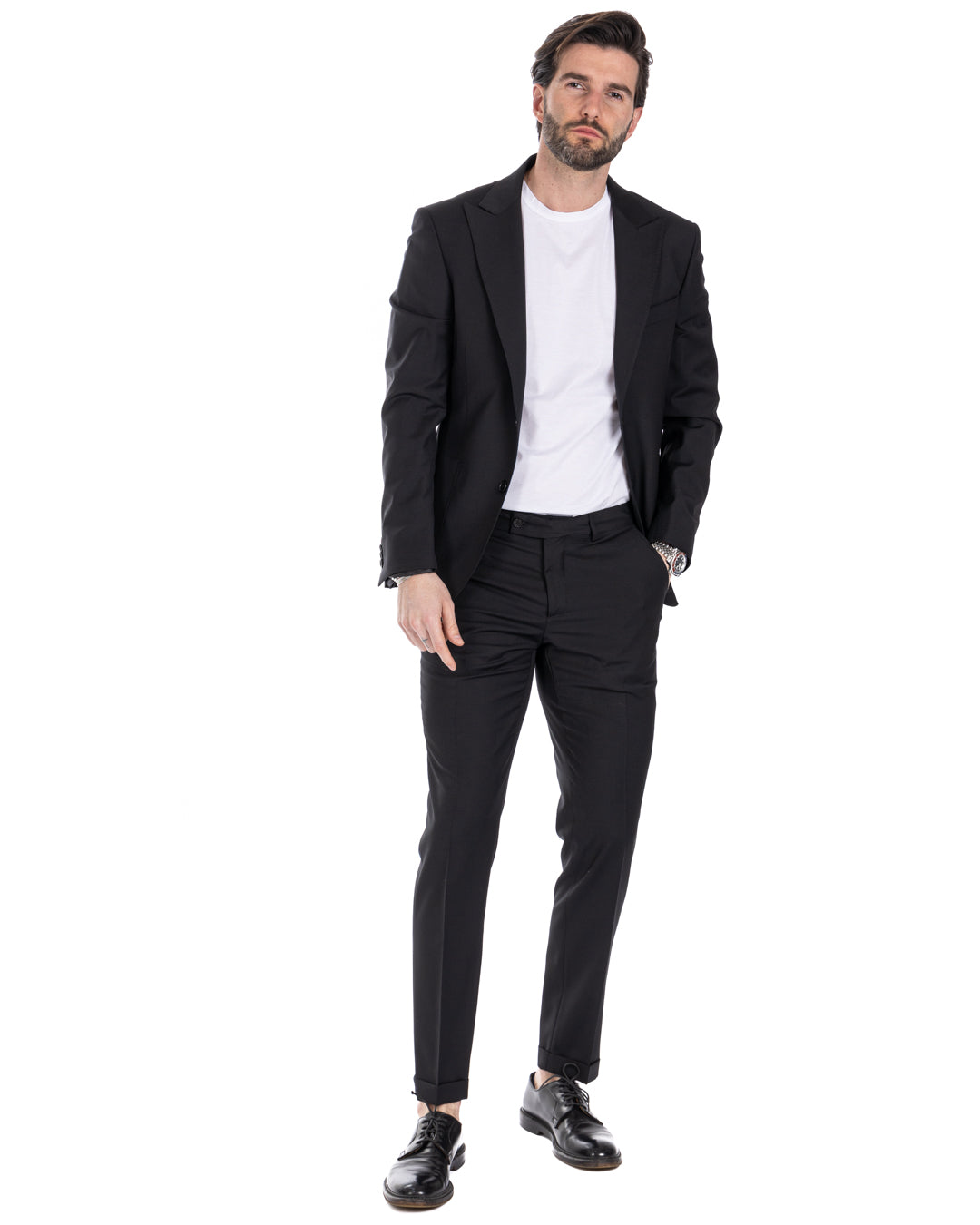 Naples - robe noire en laine mélangée