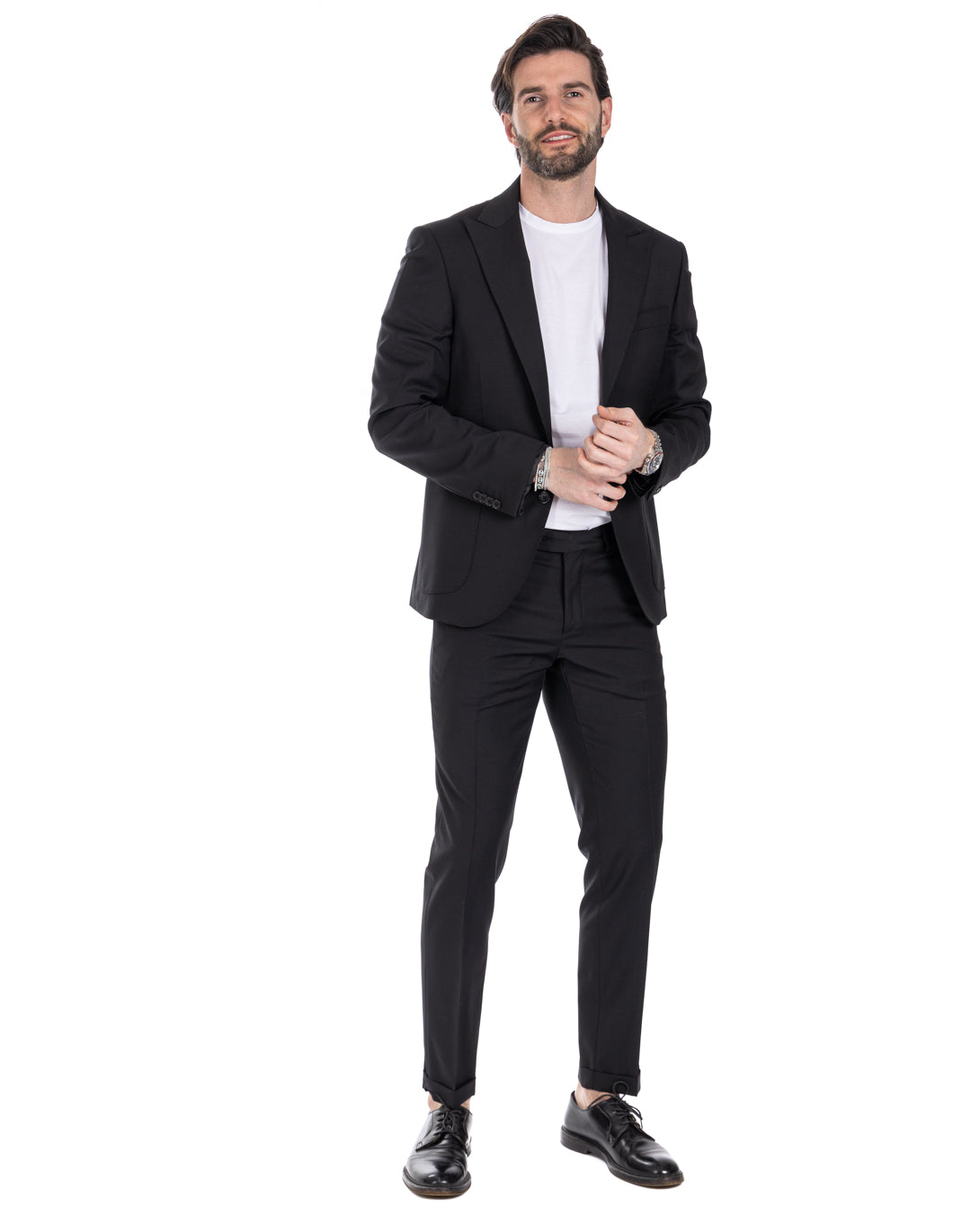 Naples - robe noire en laine mélangée