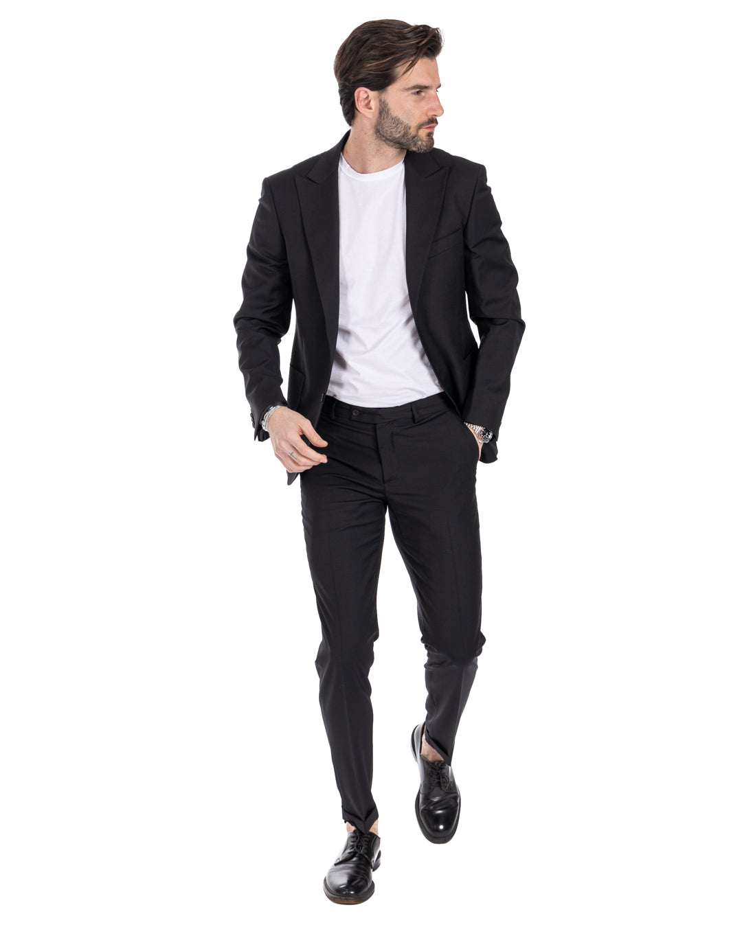 Naples - robe noire en laine mélangée