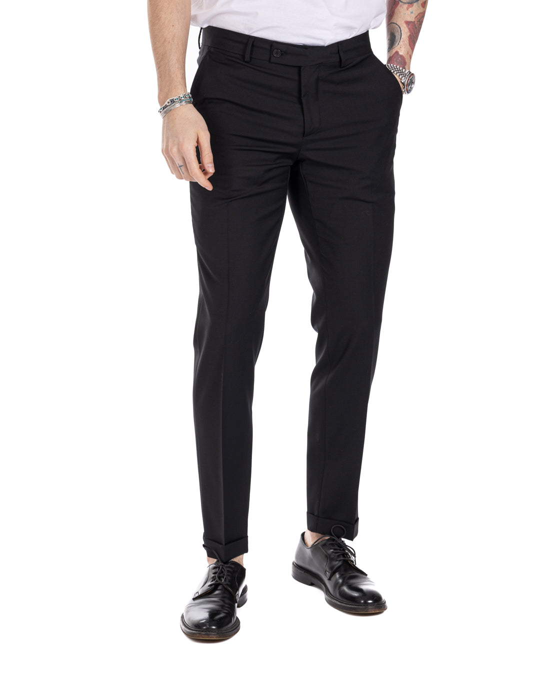 Naples - robe noire en laine mélangée