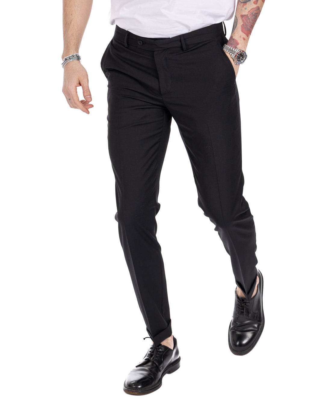 Naples - robe noire en laine mélangée