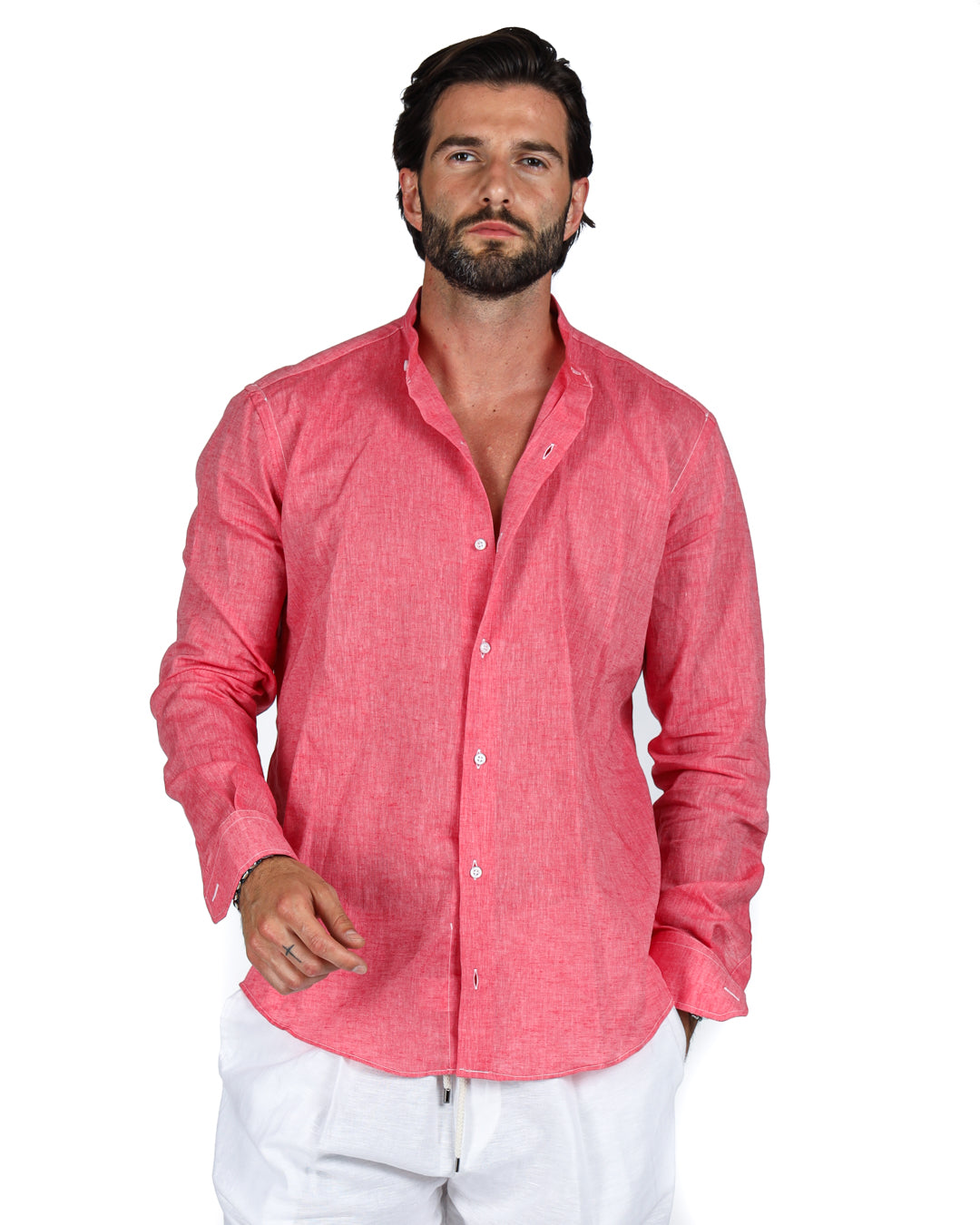 Positano - Coral Korean linen shirt