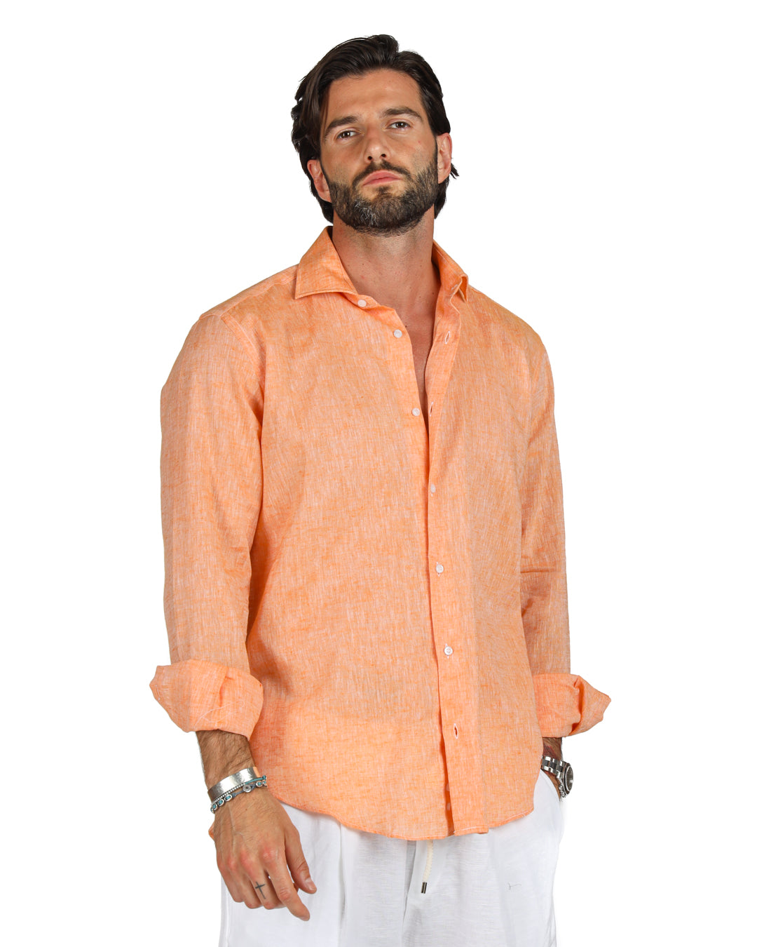 Praiano - Classic orange linen shirt