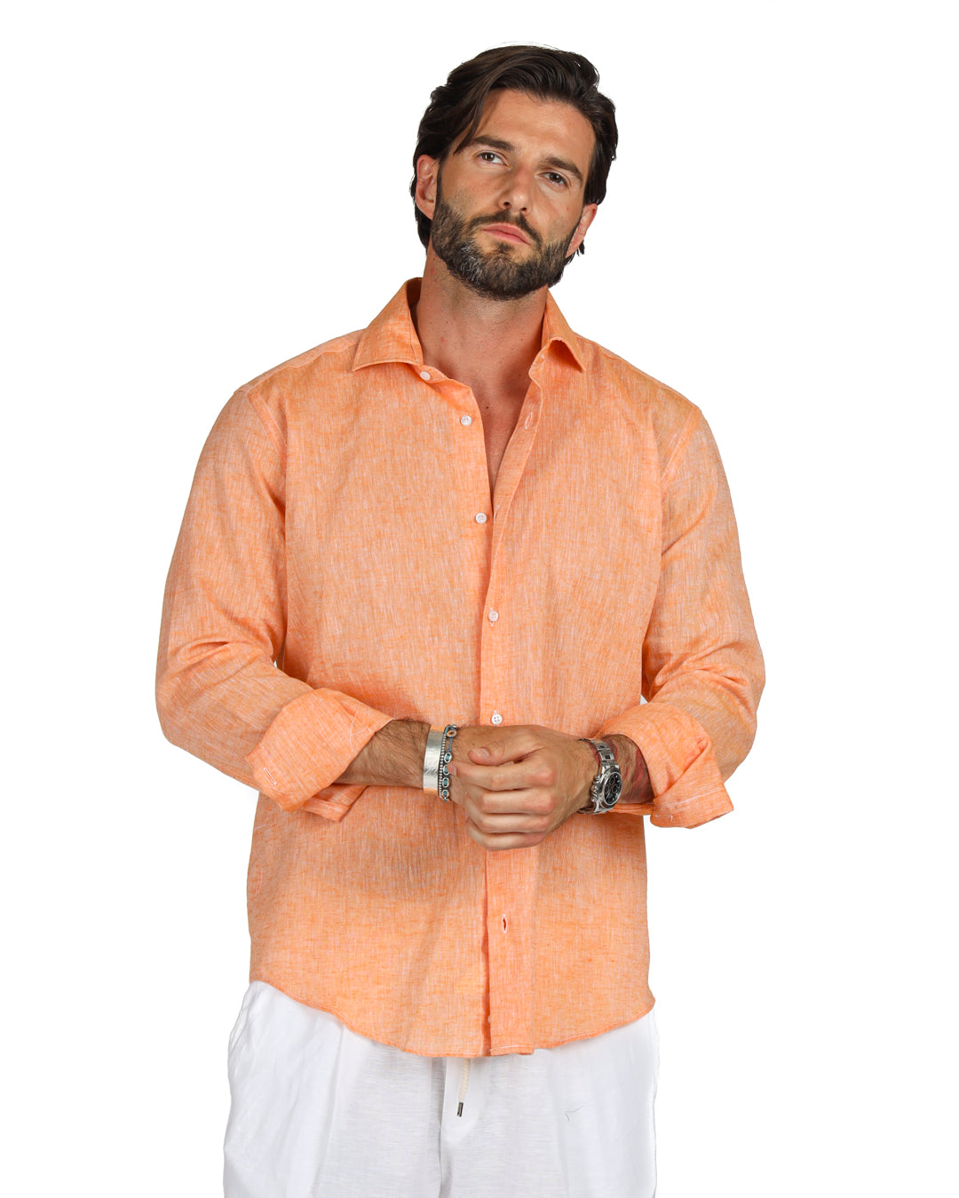 Praiano - Classic orange linen shirt