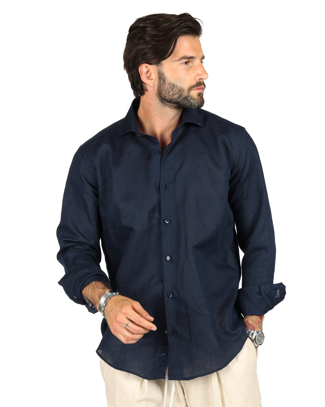 Praiano - Classic blue linen shirt