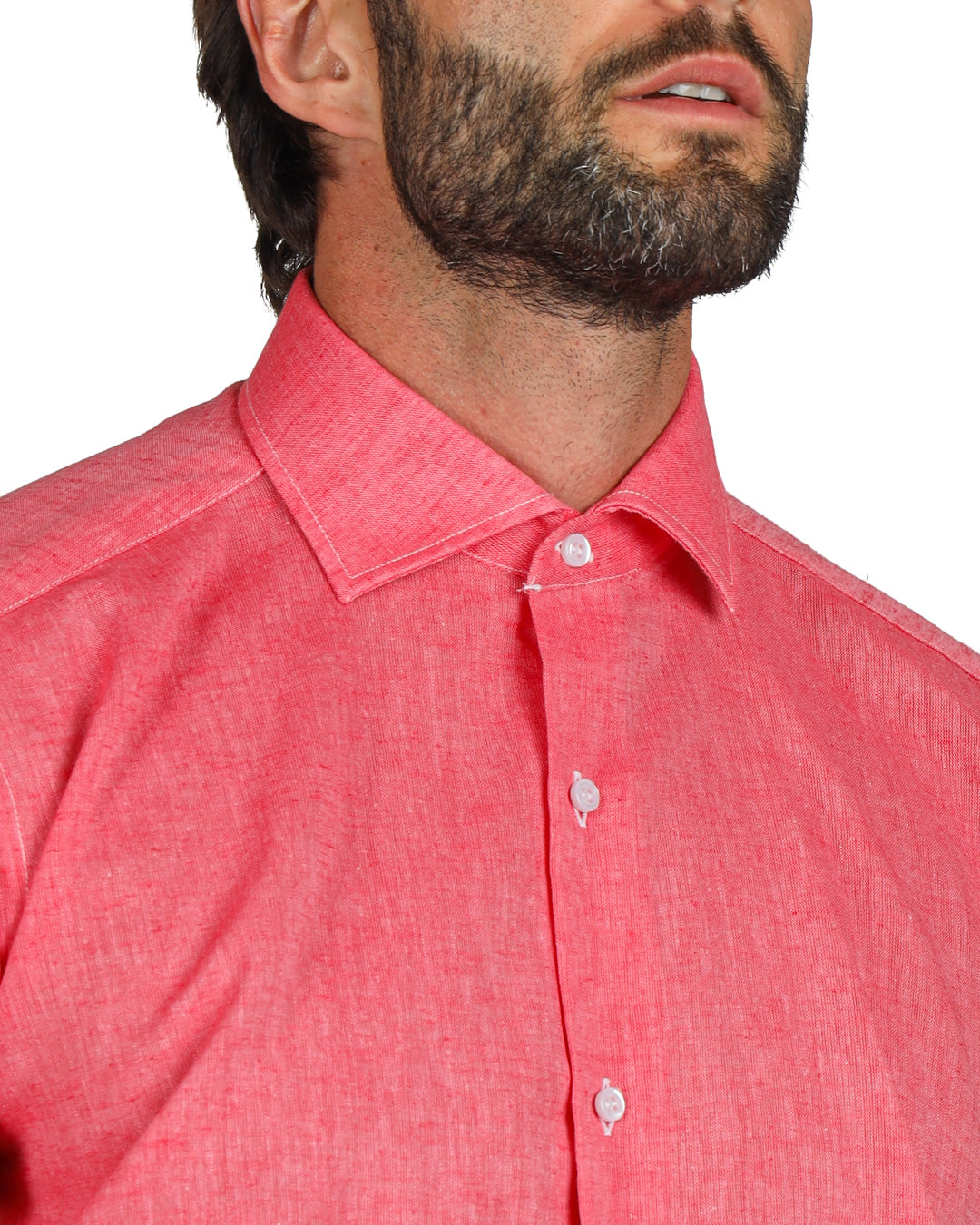 Praiano - Classic coral linen shirt
