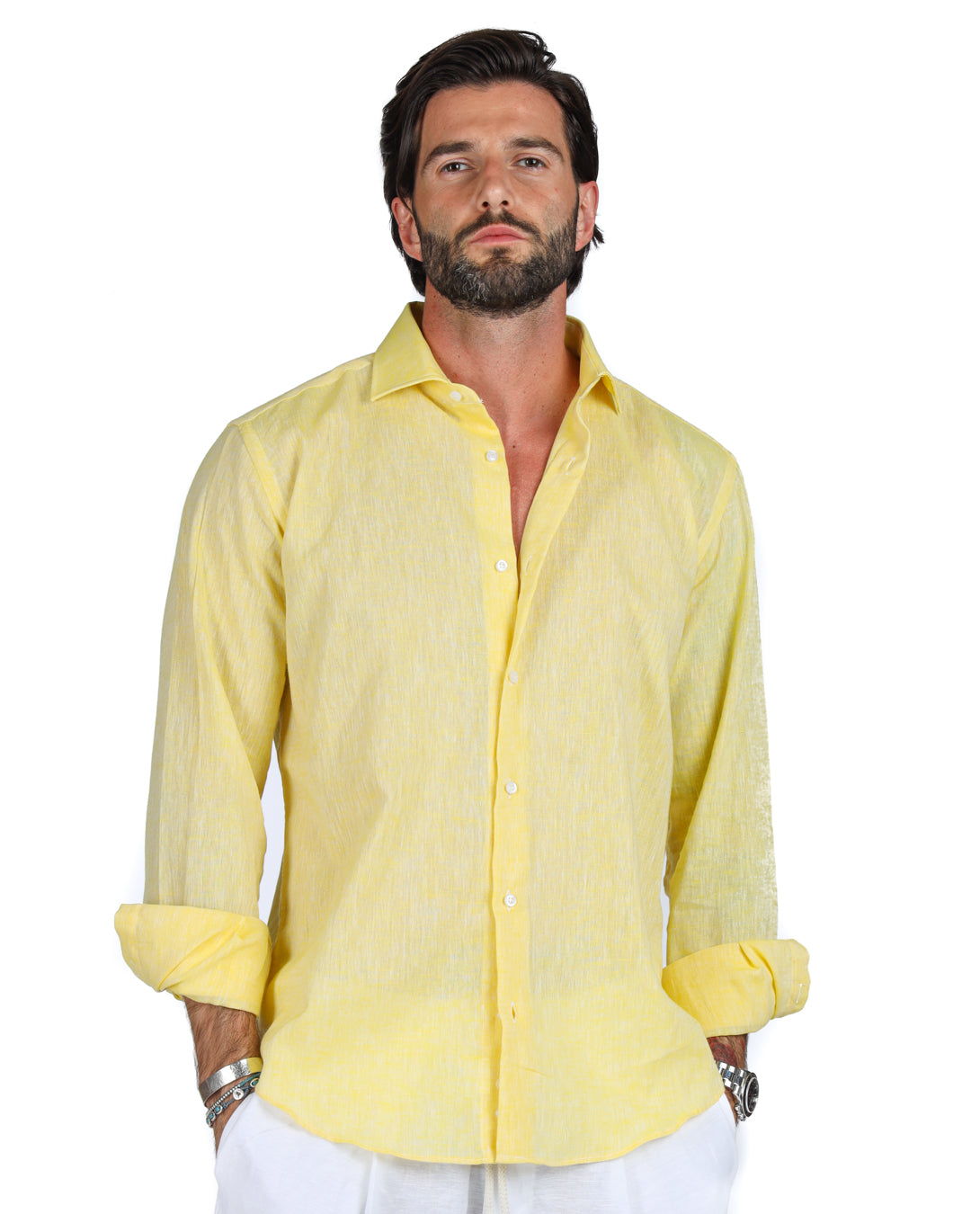 Praiano - Classic yellow linen shirt