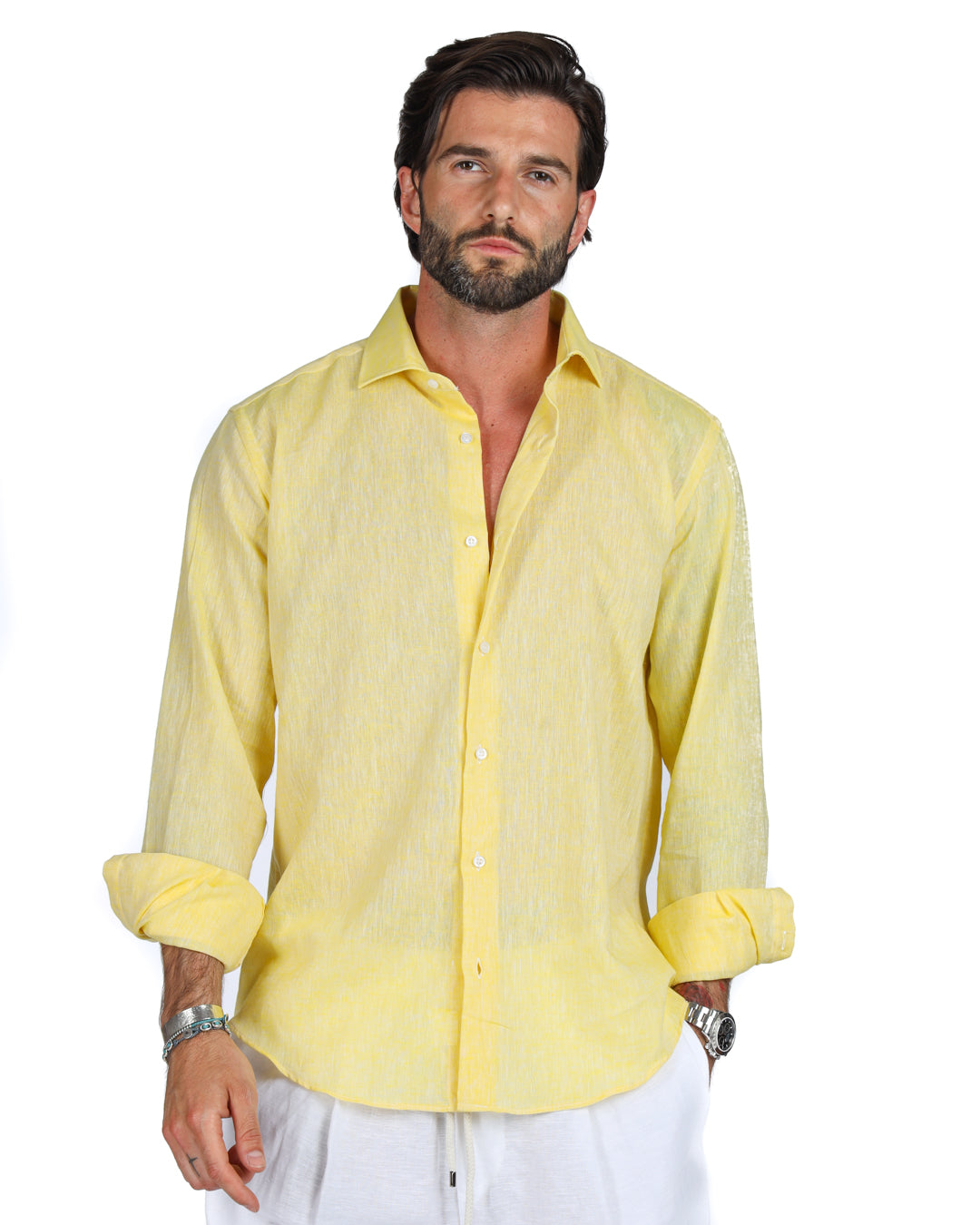 Praiano - Classic yellow linen shirt