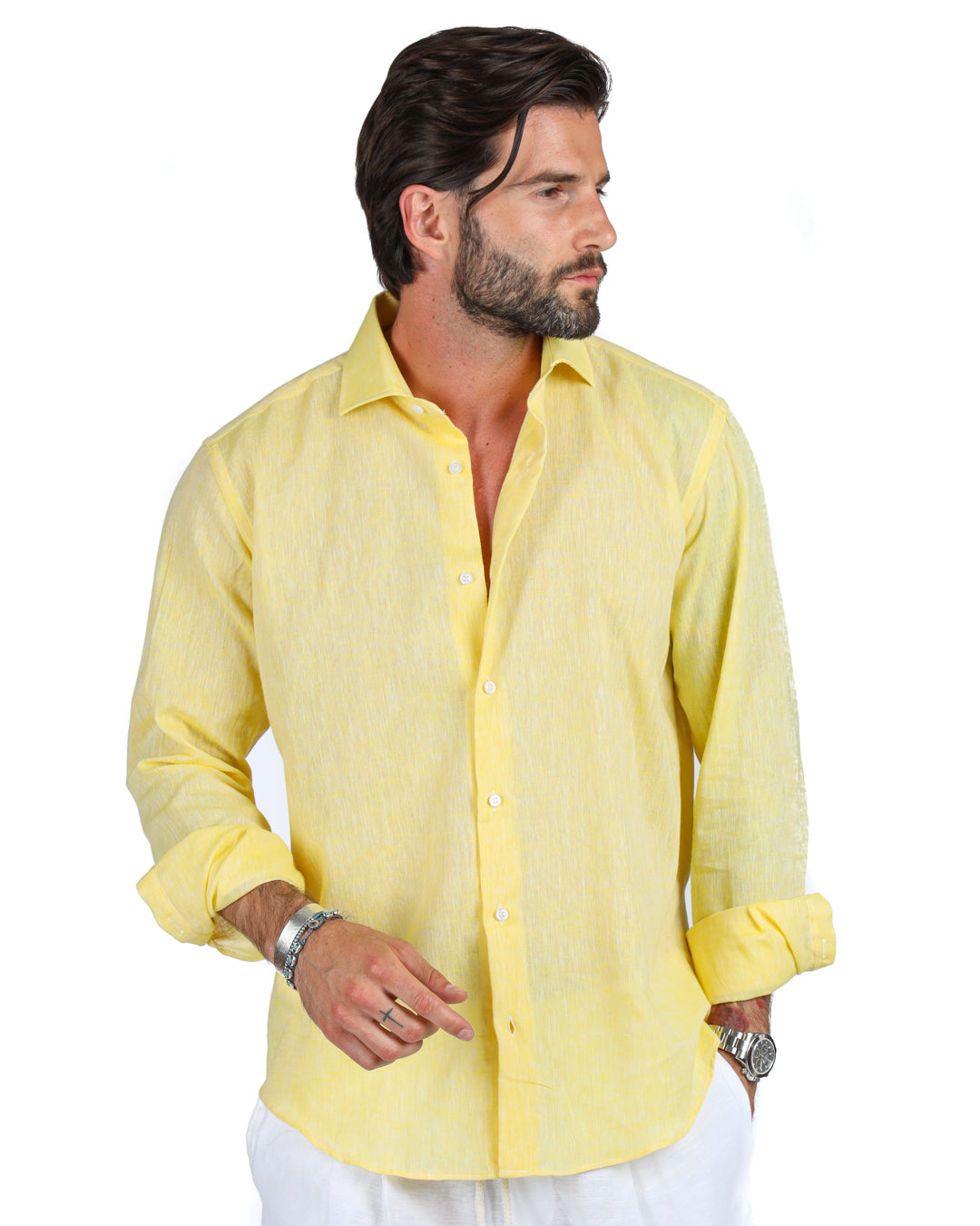Praiano - Classic yellow linen shirt
