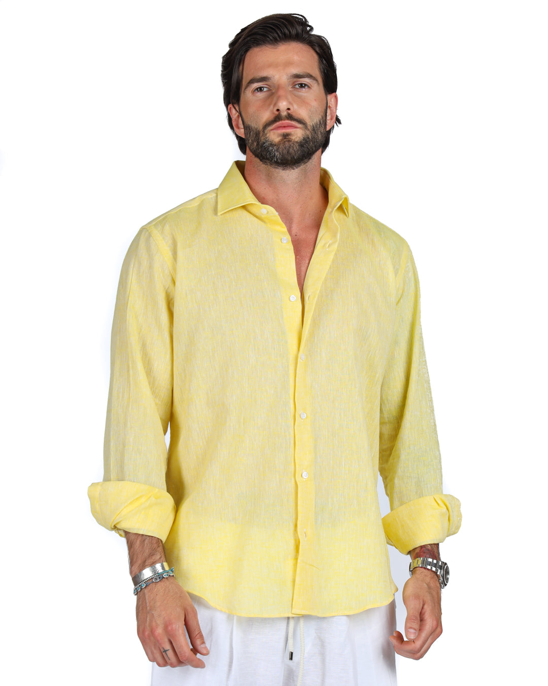 Praiano - Classic yellow linen shirt