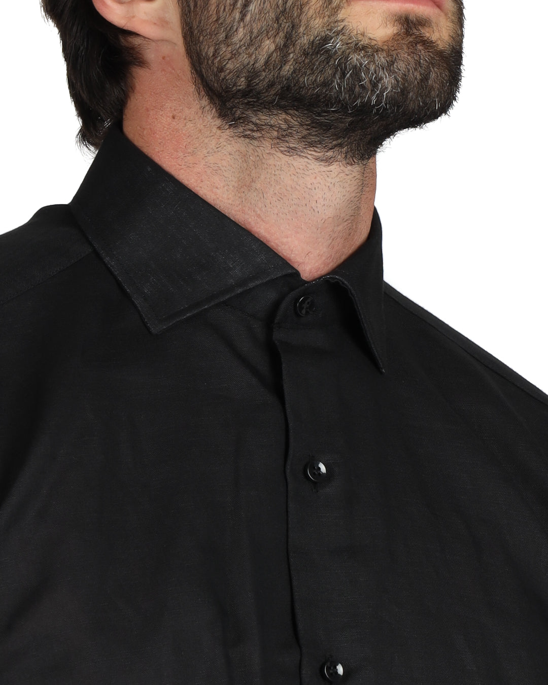 Praiano - Chemise classique en lin noir