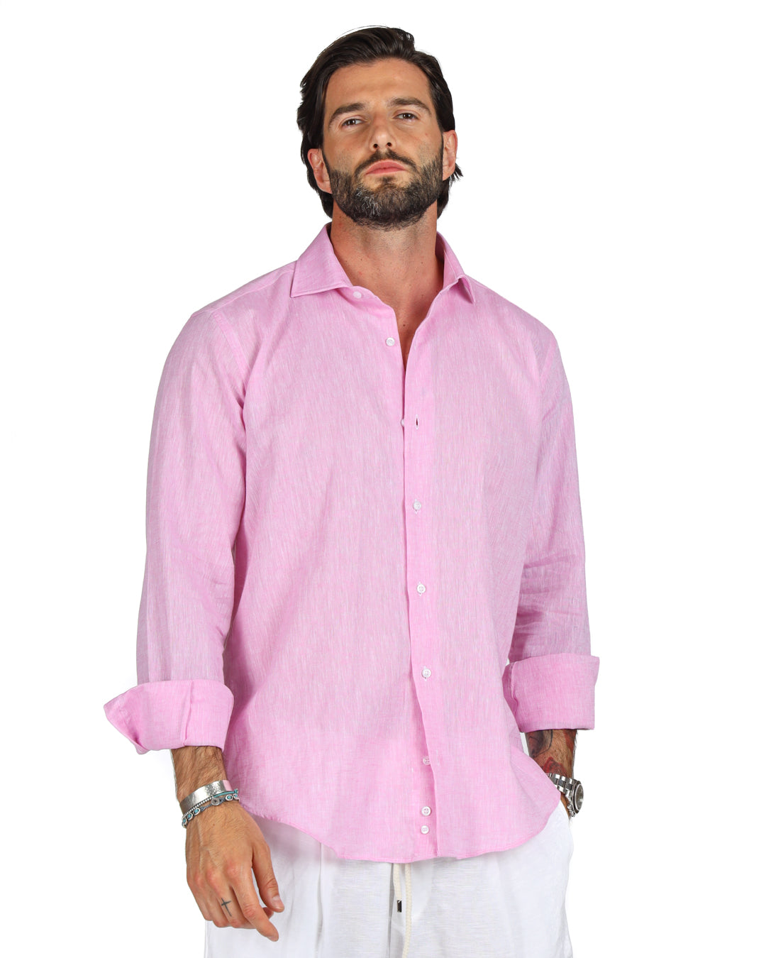 Praiano - Classic pink linen shirt