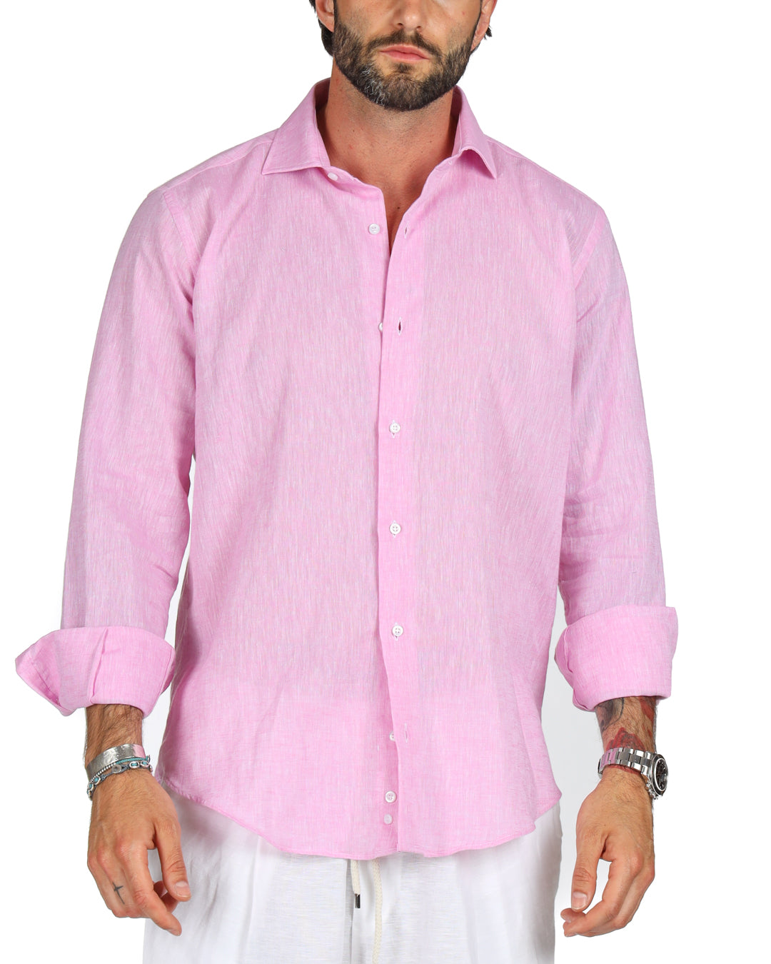 Praiano - Classic pink linen shirt