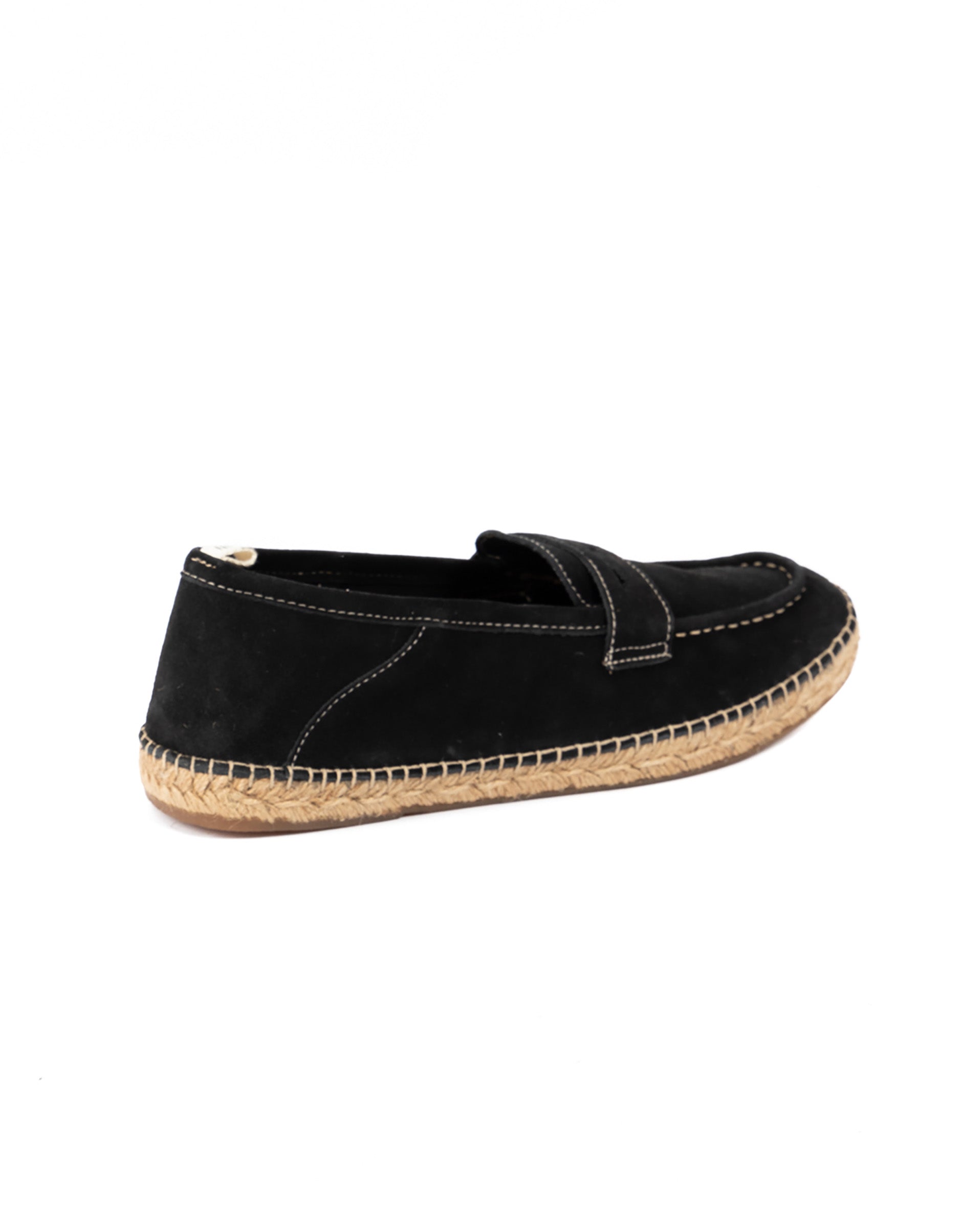 Roma - black suede moccasin with rope sole