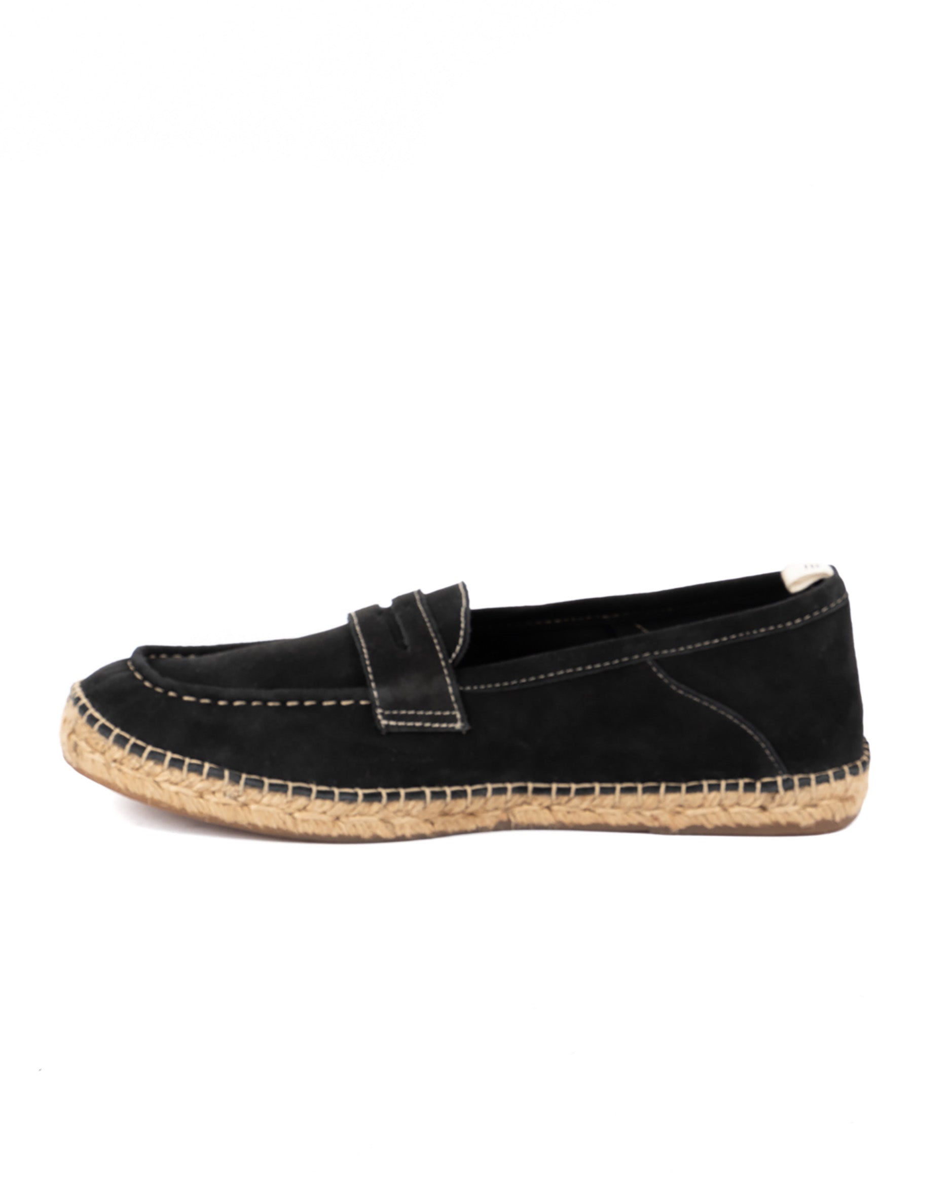 Roma - black suede moccasin with rope sole