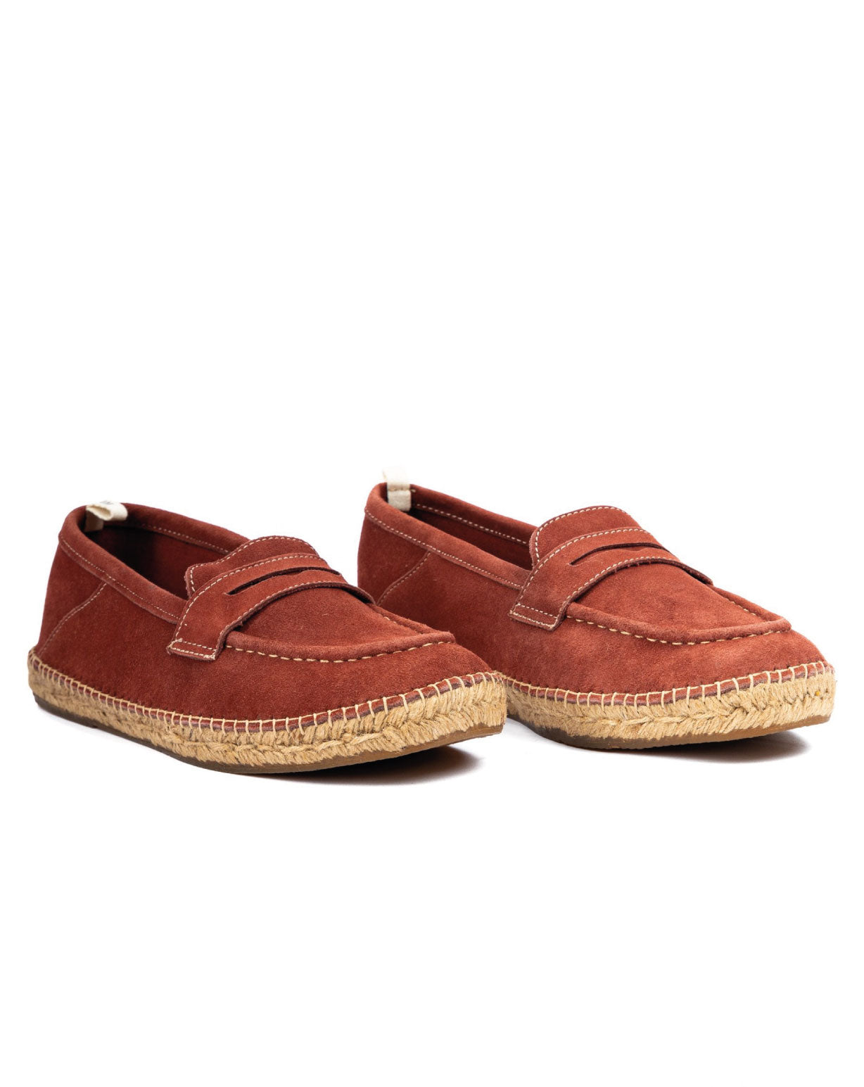 Roma - burgundy suede moccasin with rope sole