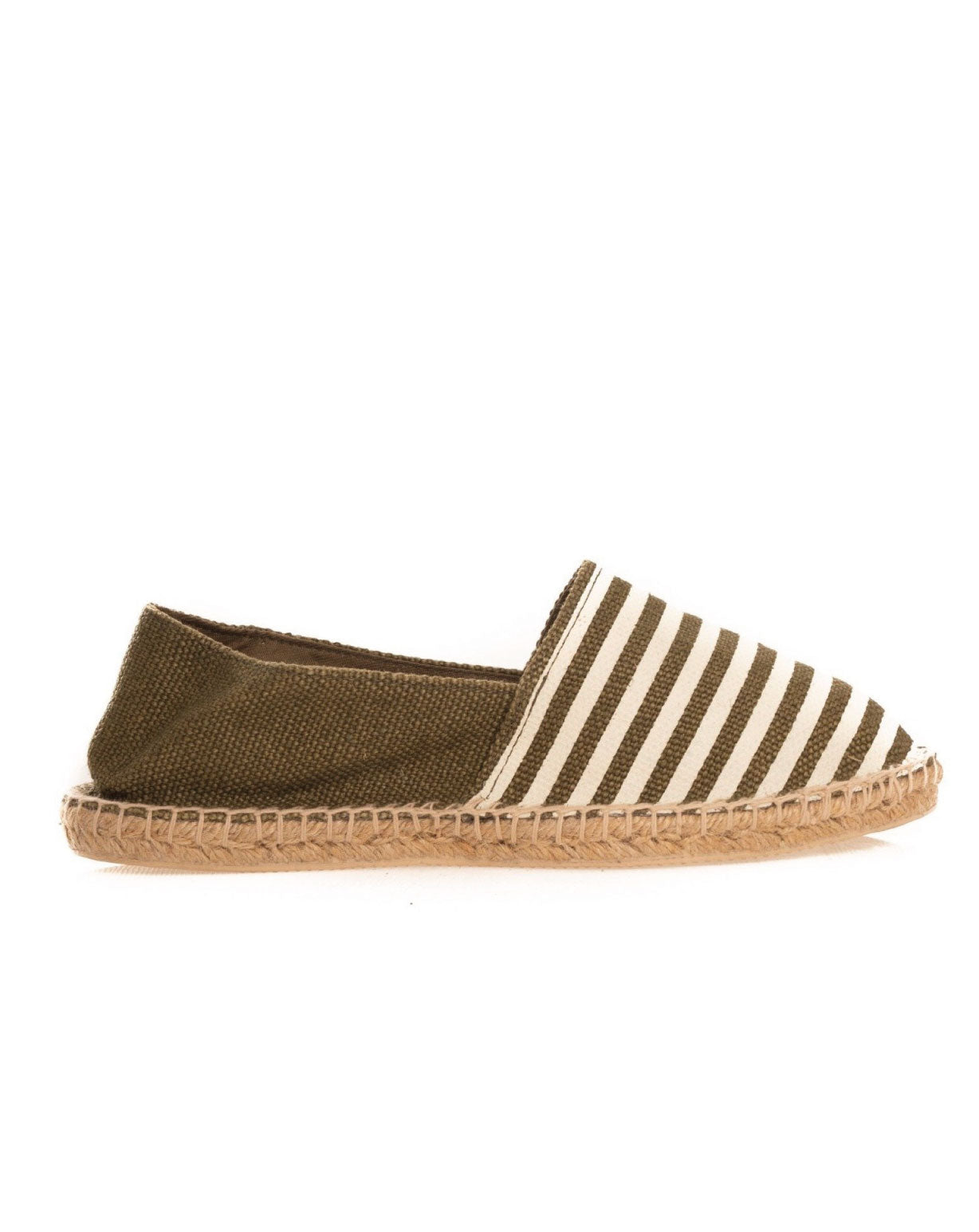 ESPADRILLES À RAYURES VERT MILITAIRE