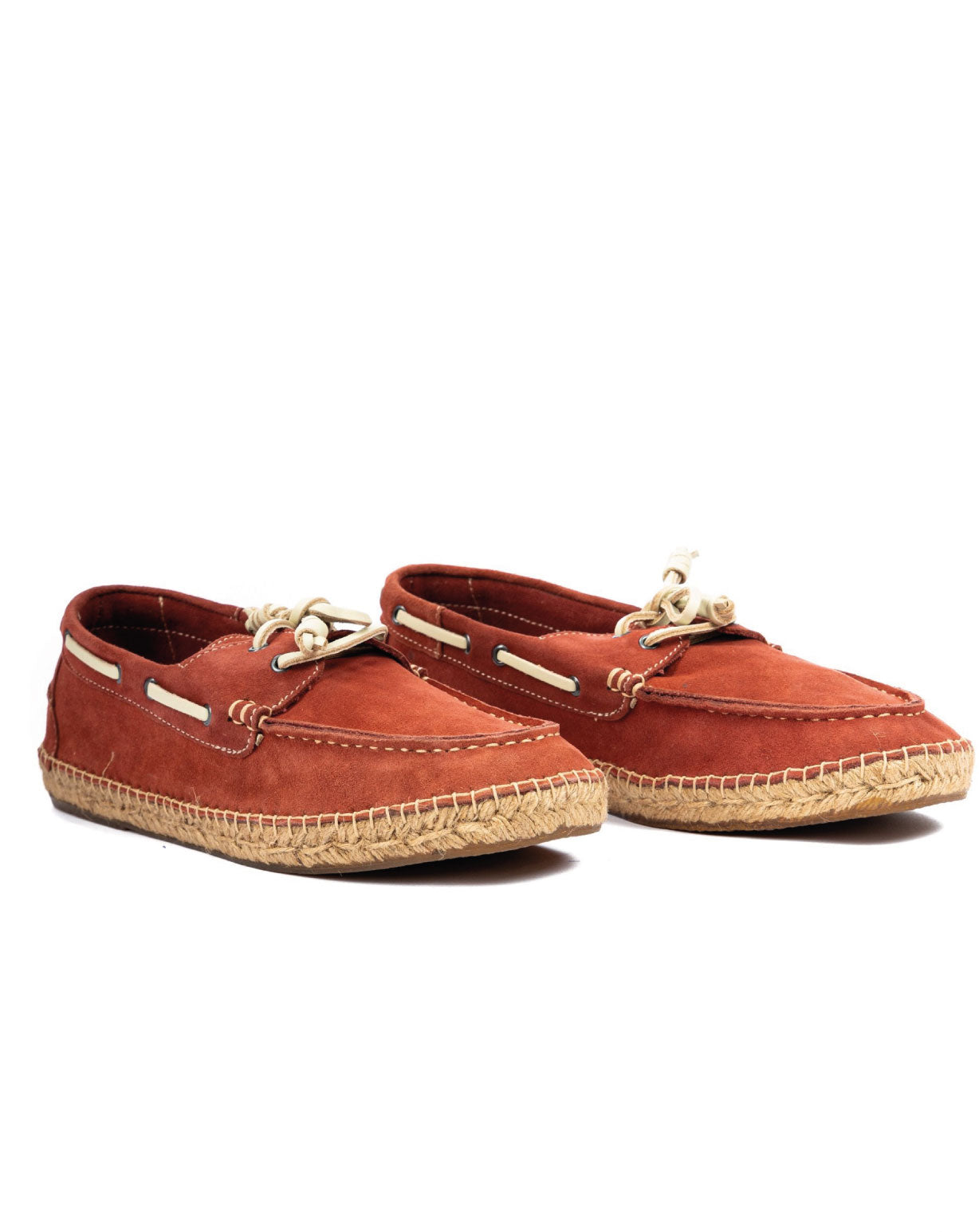 Pompeii - burgundy suede boat with rope bottom