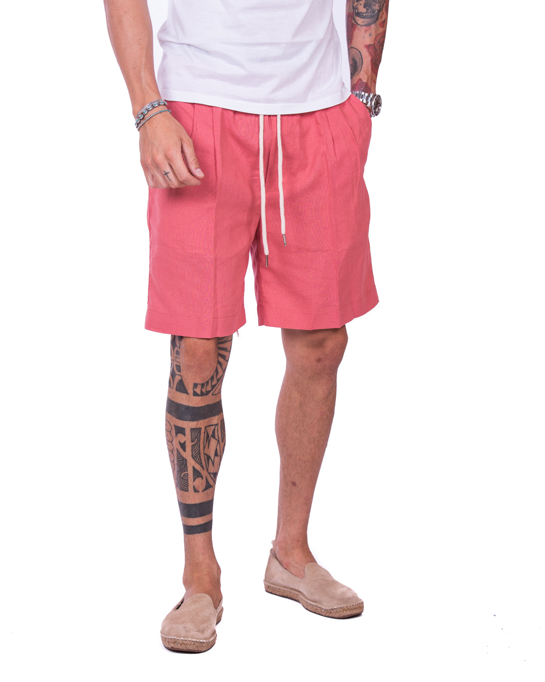 Larry - bermuda in lino salmone