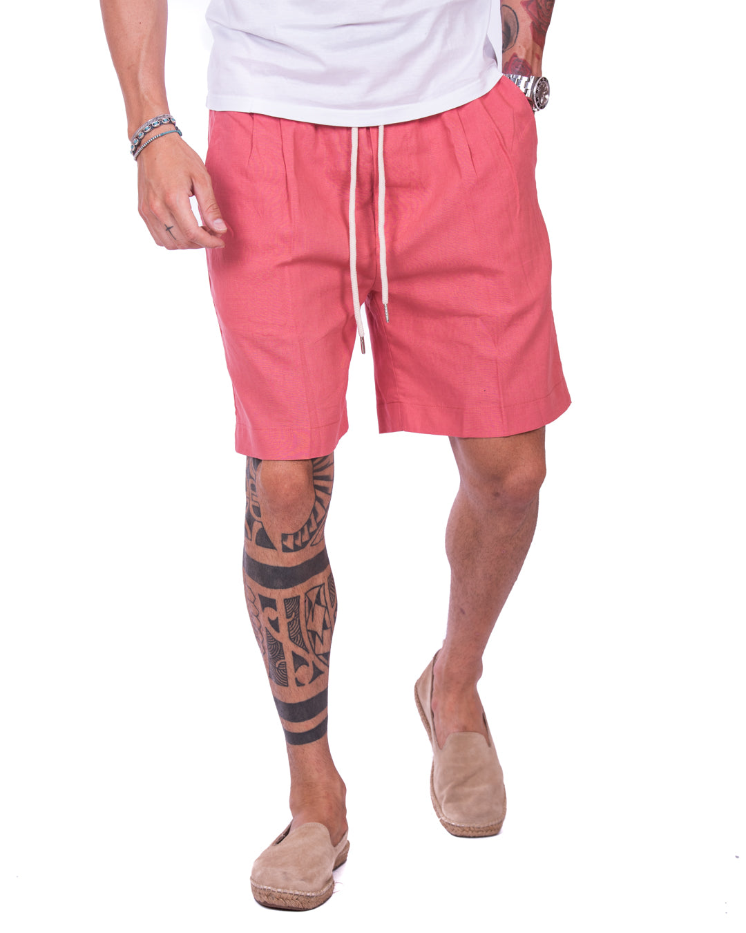 Larry - bermuda in lino salmone