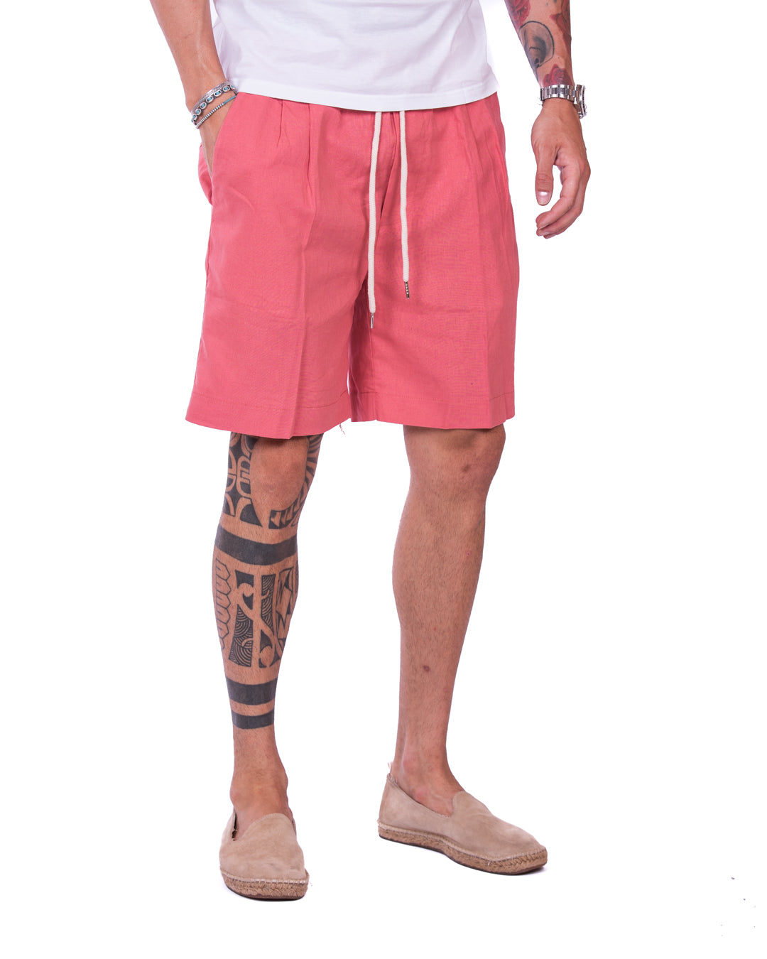 Larry - bermuda in lino salmone