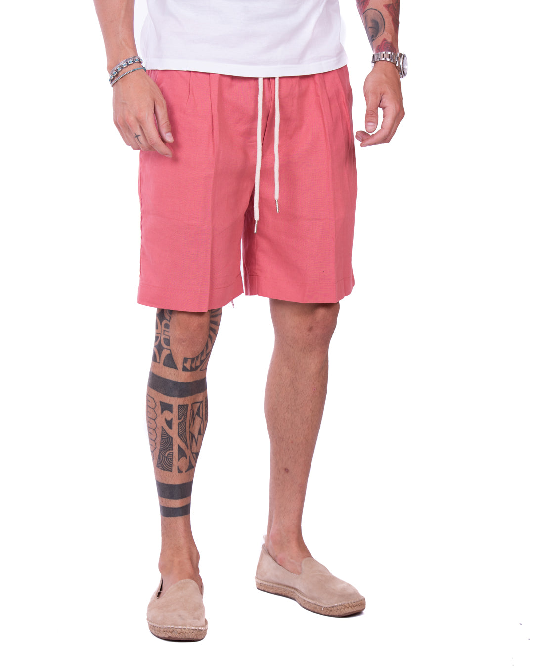 Larry - bermuda in lino salmone