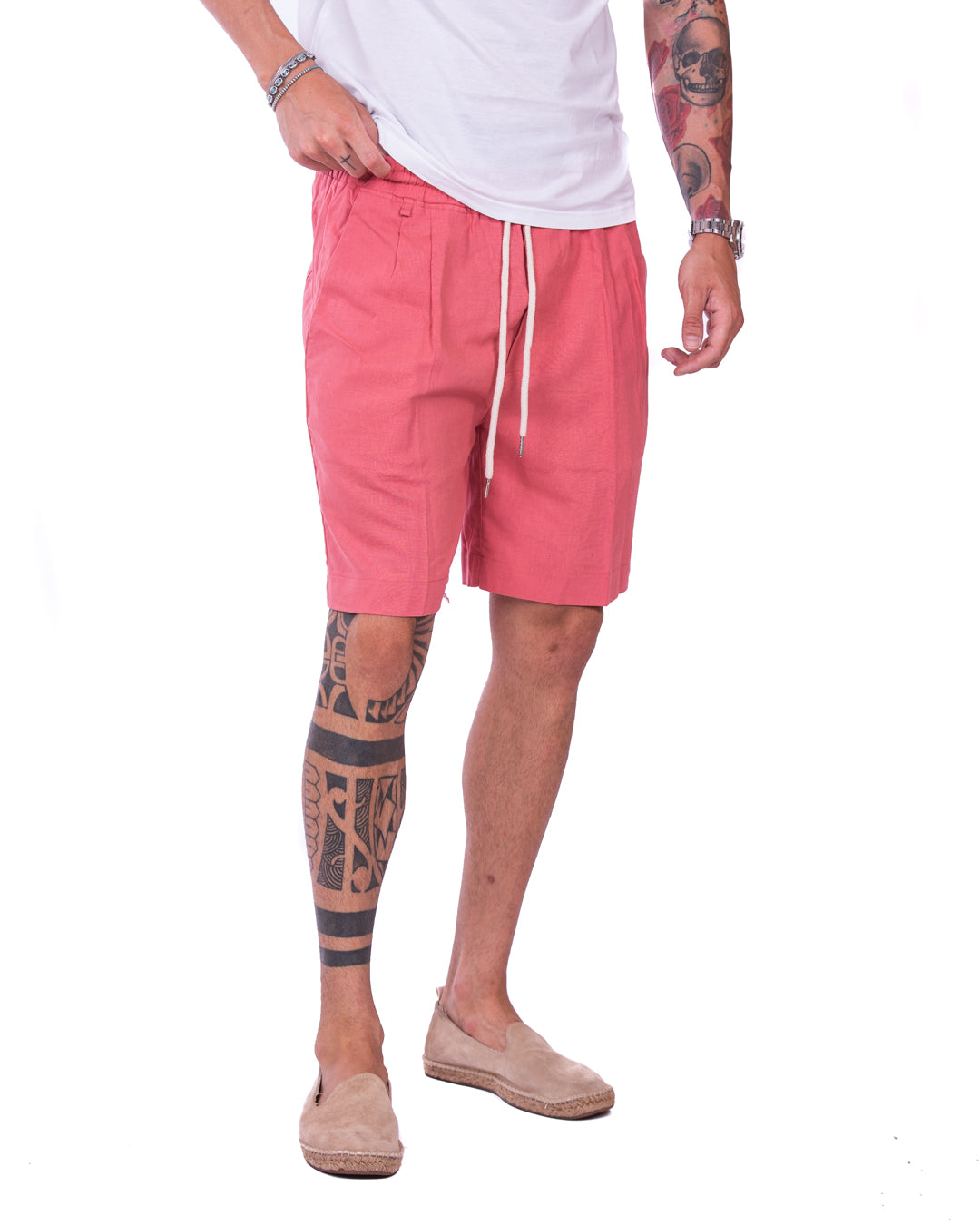 Larry - bermuda in lino salmone