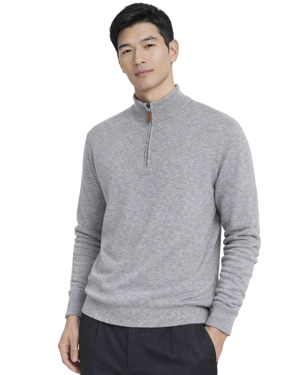 Rory zip-up turtleneck in anthracite cashmere blend