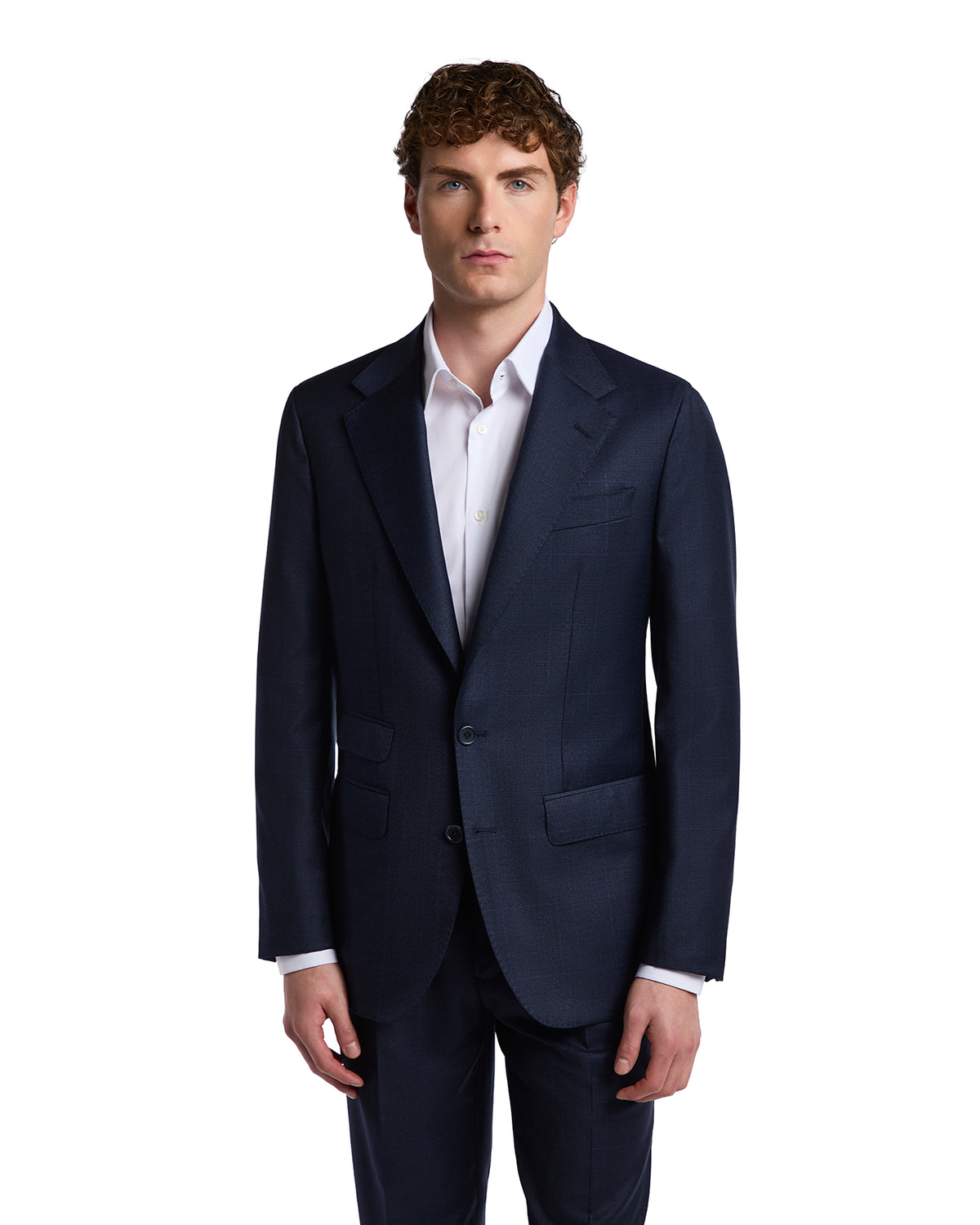 Blue Perennial Canonico wool plaid suit