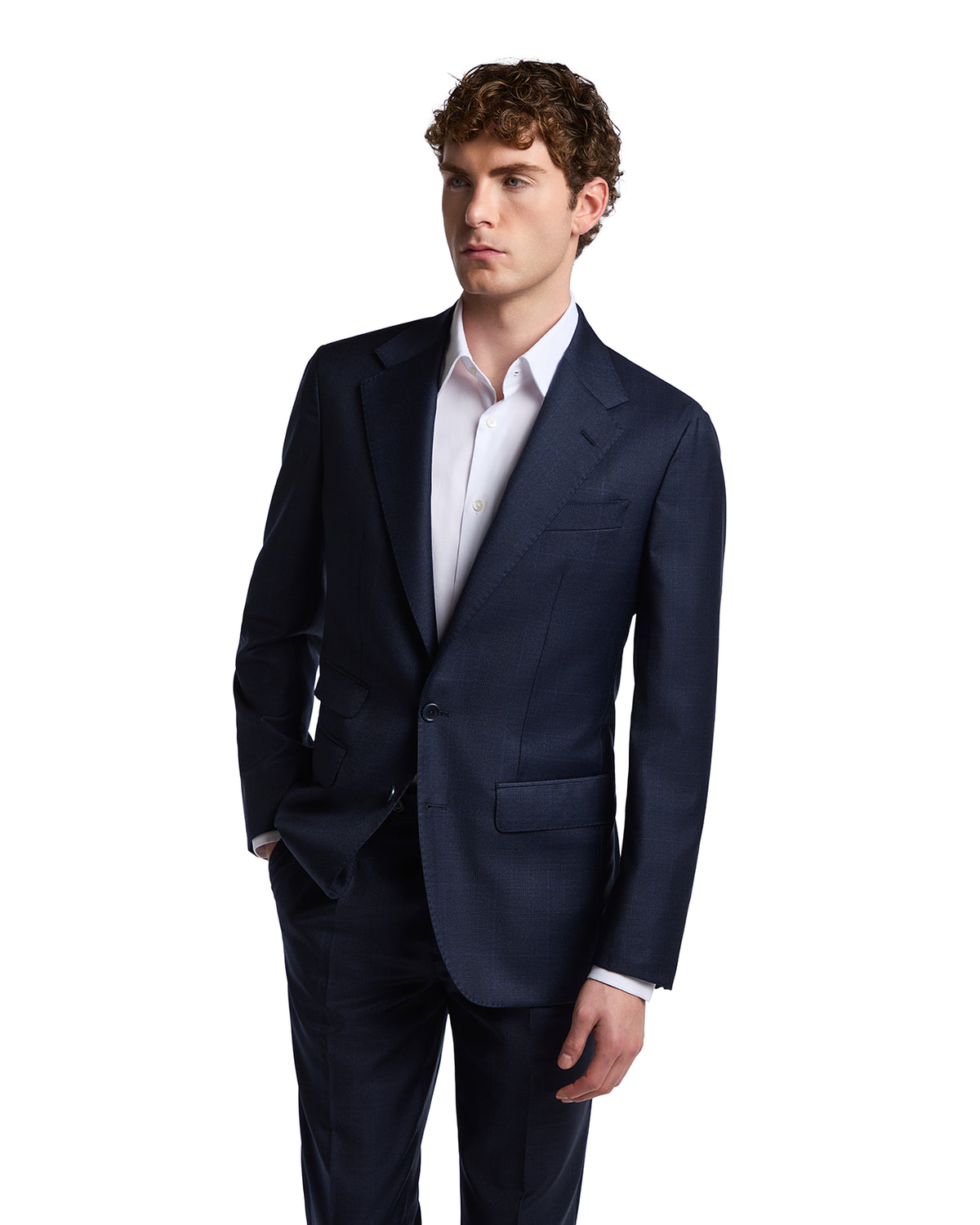 Blue Perennial Canonico wool plaid suit