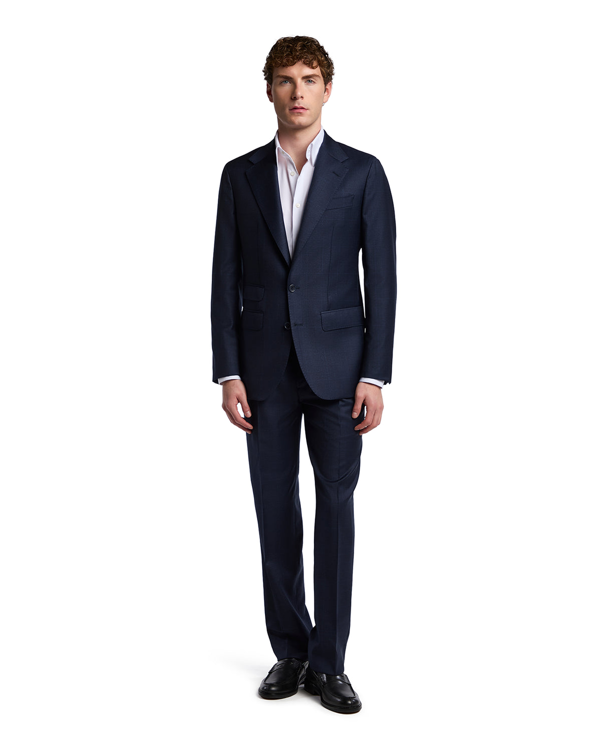 Blue Perennial Canonico wool plaid suit