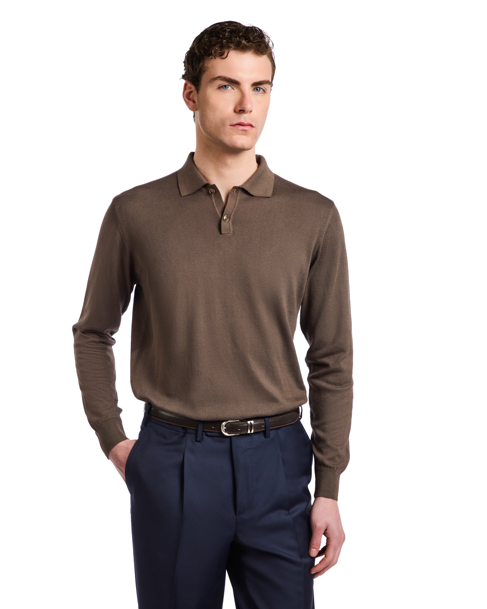 Polo Andrey en coton marron foncé