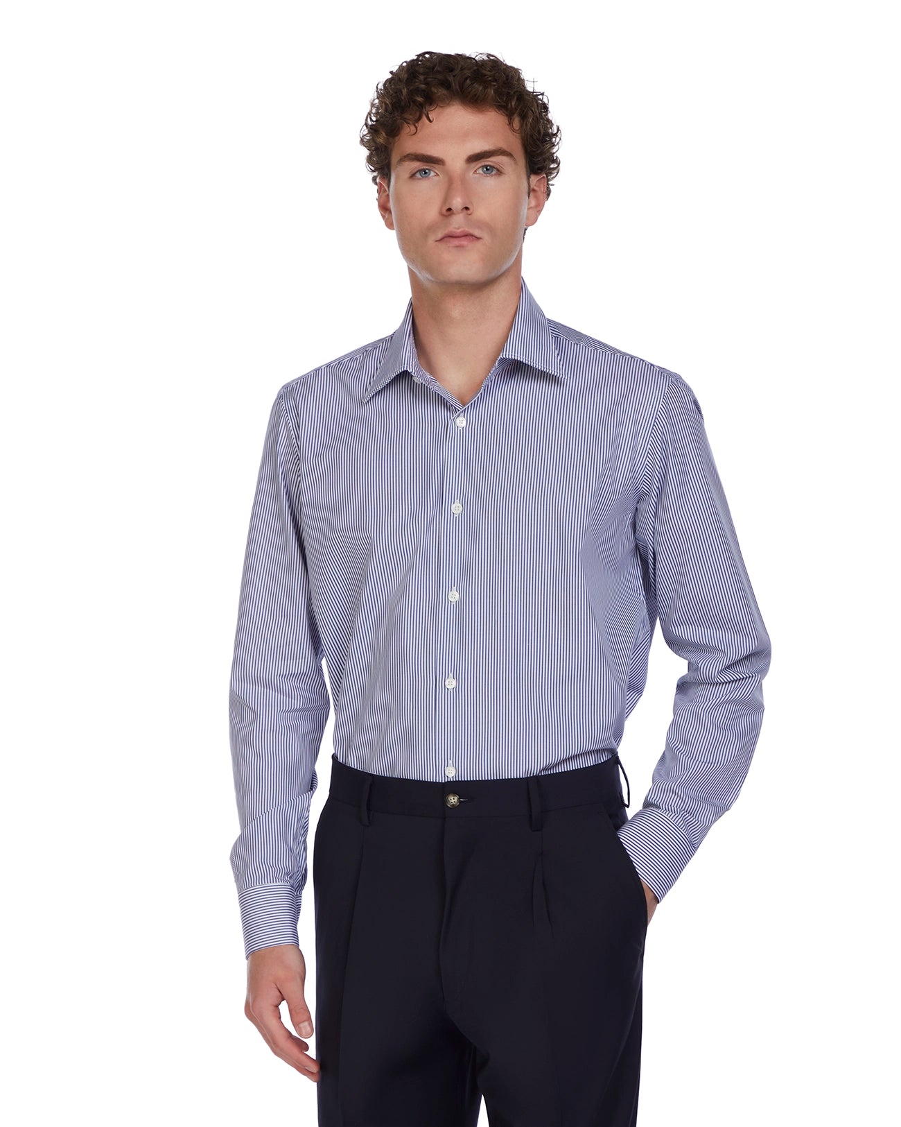 Camicia Kalt a righe blu in cotone