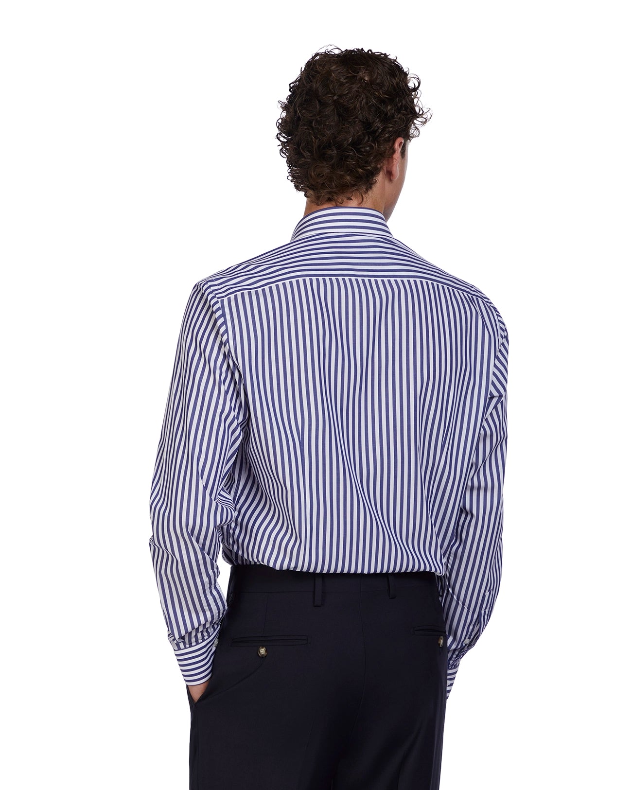 Camicia Vey a righe blu in cotone