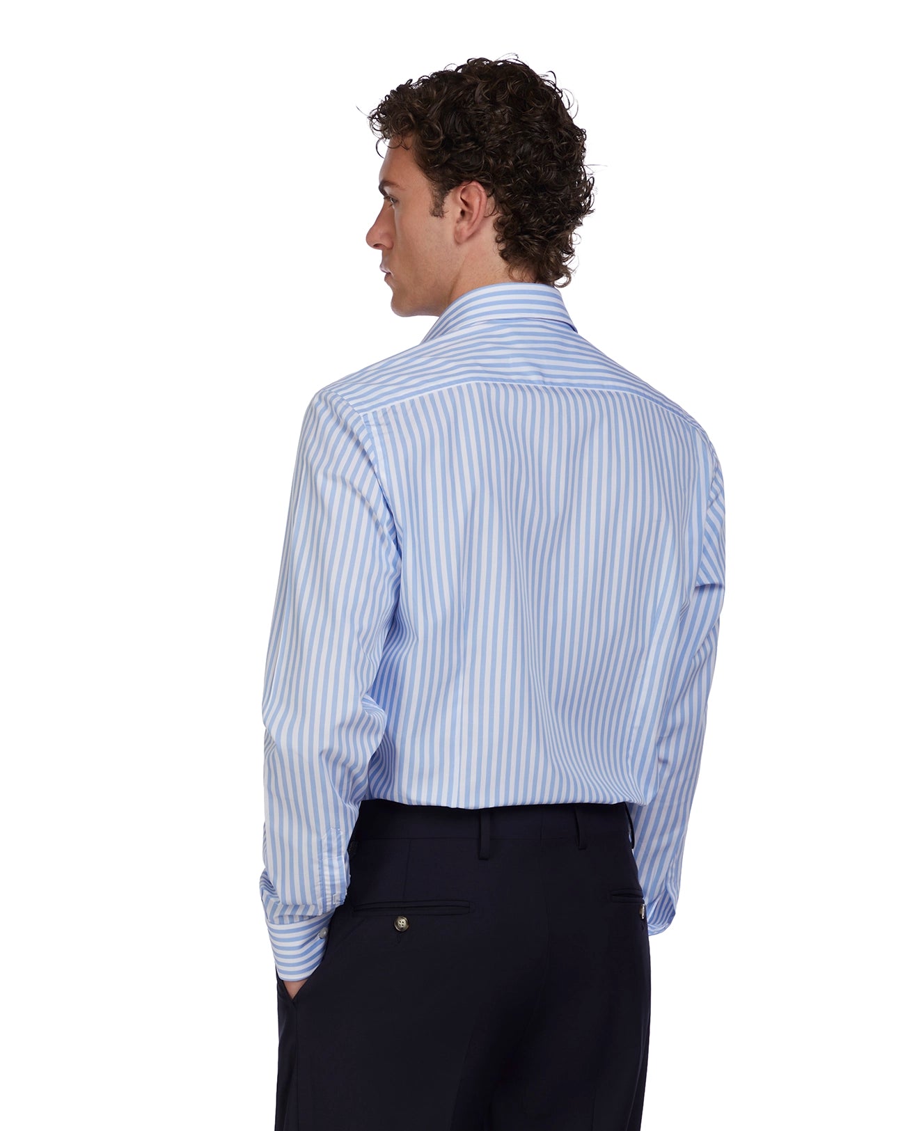 Camicia Vey a righe azzurre in cotone