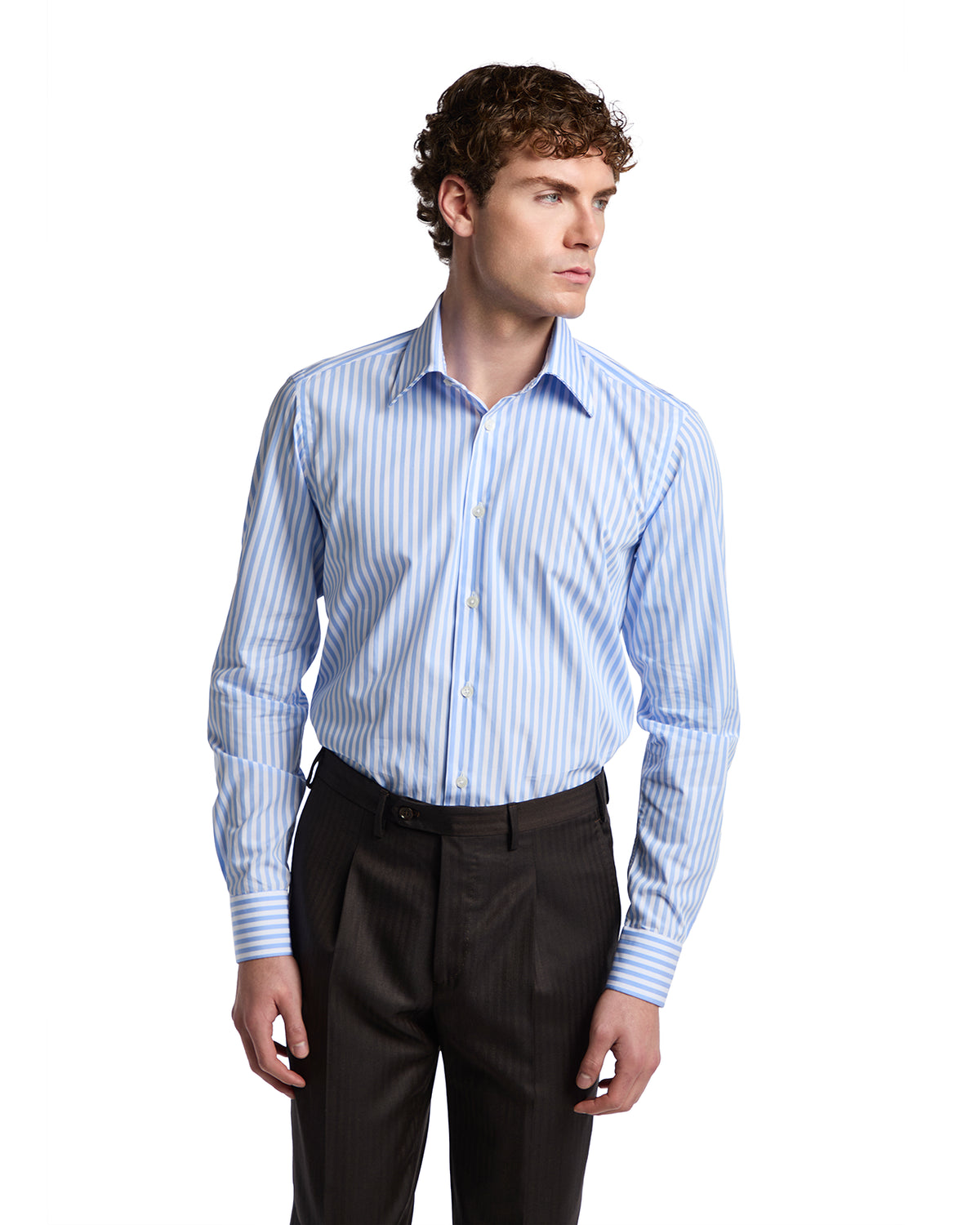 Vey light blue striped cotton shirt