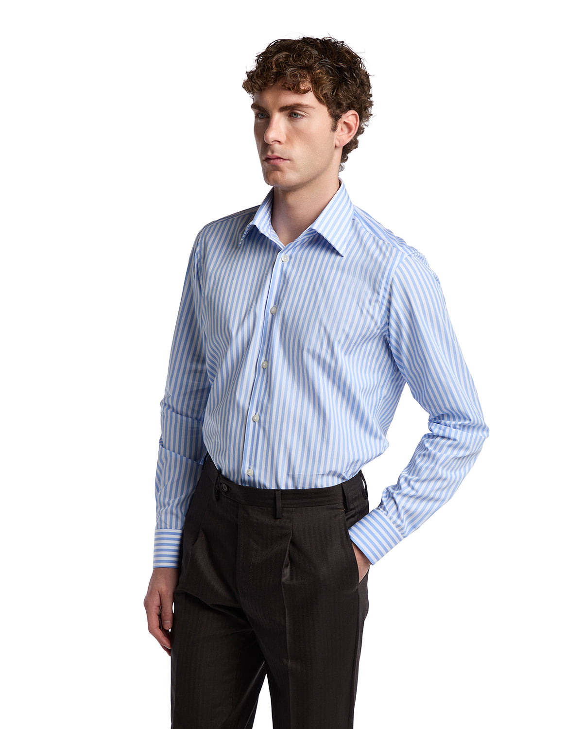 Vey light blue striped cotton shirt