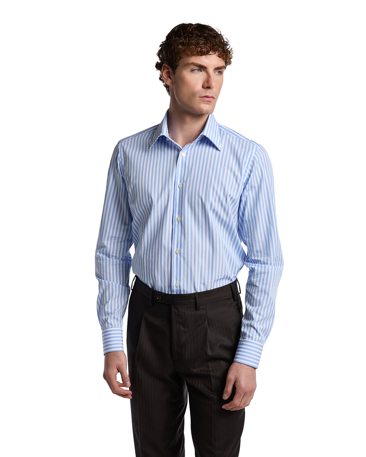 Vey light blue striped cotton shirt