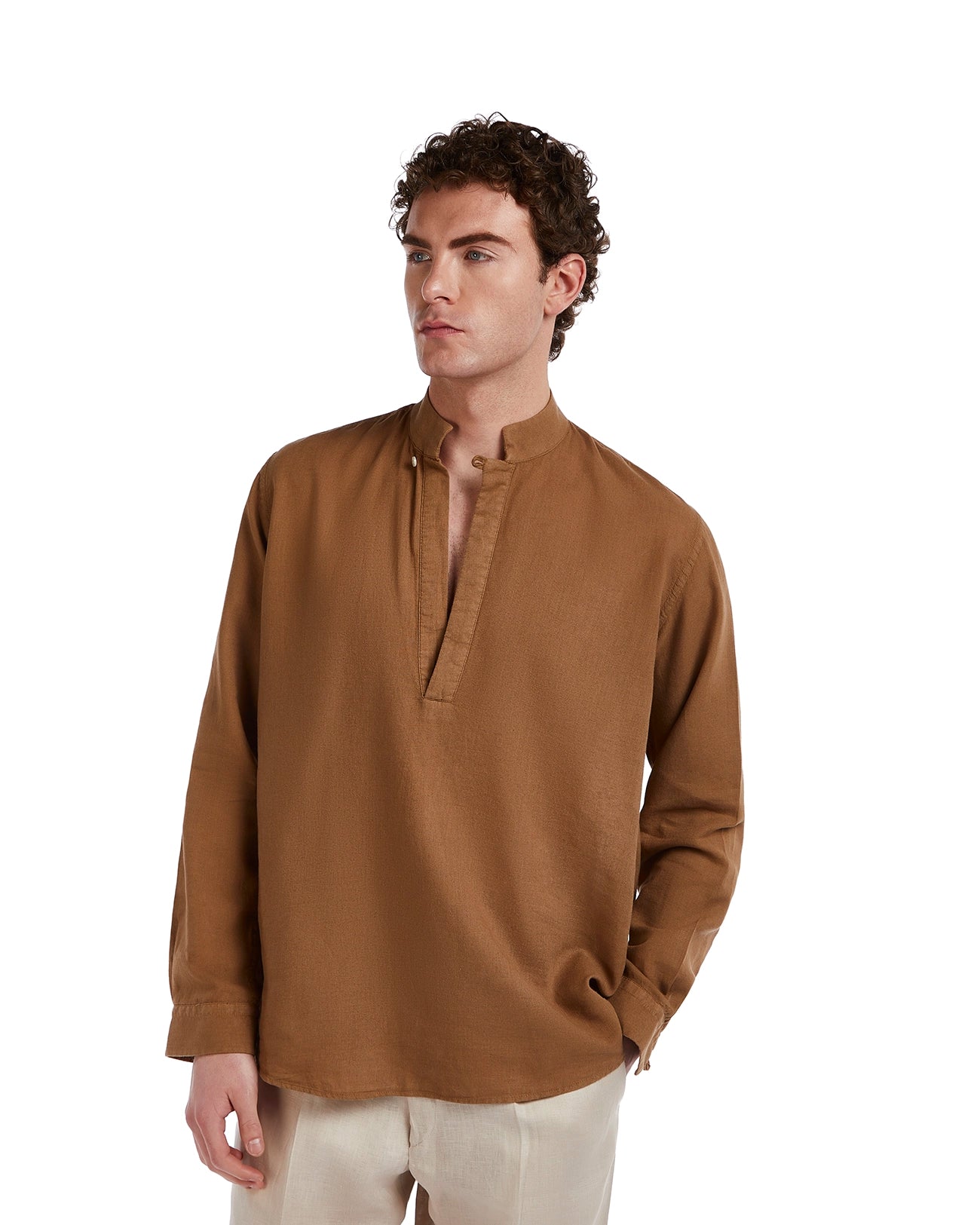 Waikiki shirt in linen and cotton mud